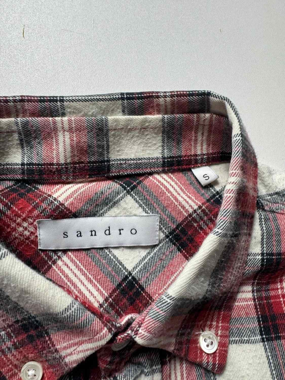 Sandro Chemise Homme à Carreaux Rouge & Blanc Manches Longues - taille Small image 6