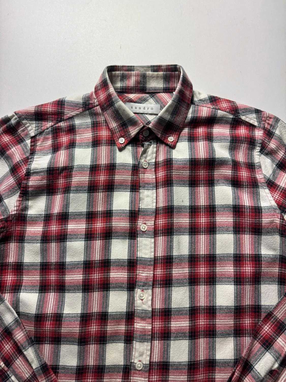 Sandro Chemise Homme à Carreaux Rouge & Blanc Manches Longues - taille Small image 7