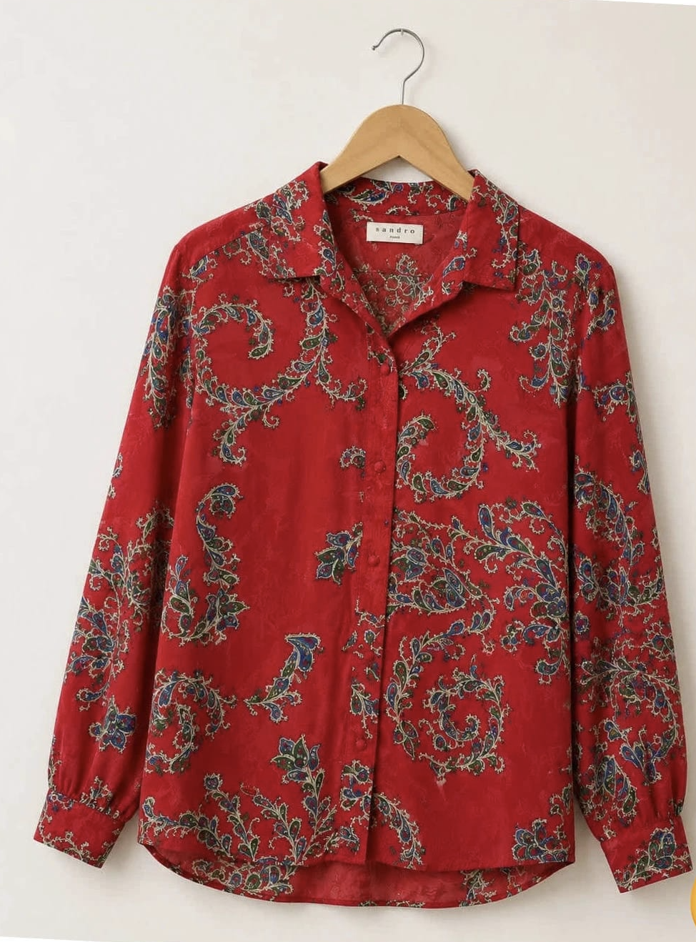 Sandro Paris Chemise Rouge Paisley Manches Longues - taille S
