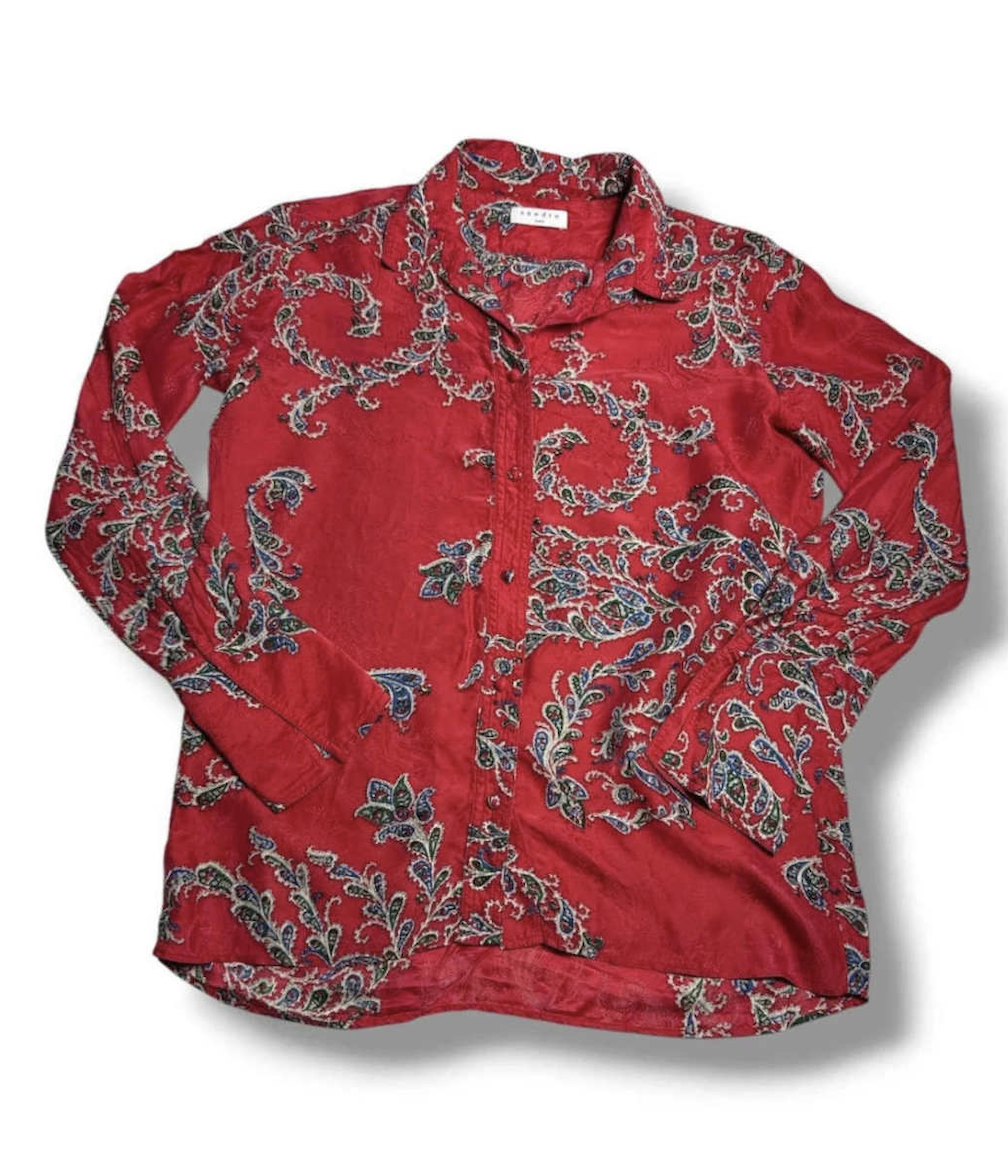 Sandro Paris Chemise Rouge Paisley Manches Longues - taille S image 2
