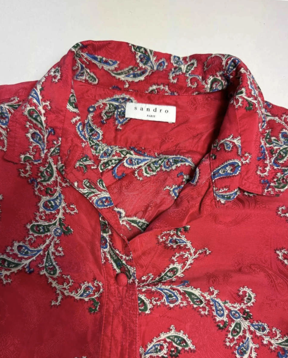 Sandro Paris Chemise Rouge Paisley Manches Longues - taille S image 5