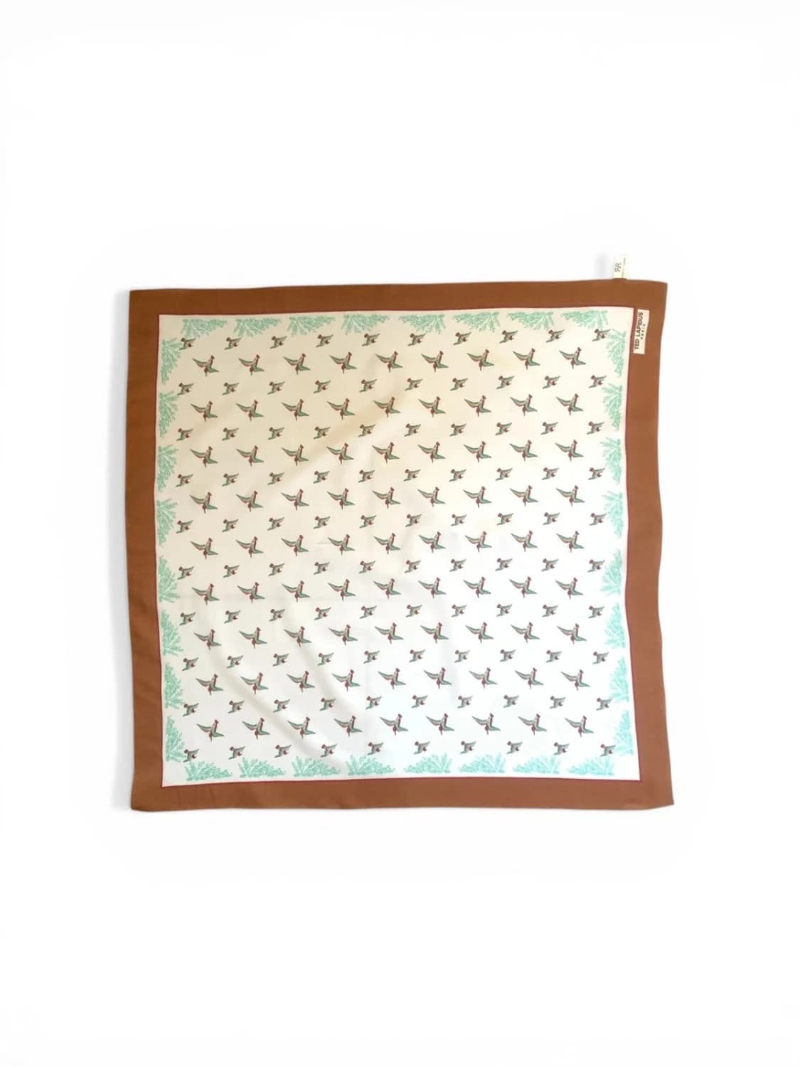 Ted Lapidus Paris Foulard Blanc & Marron Imprimé Oiseaux - Taille unique