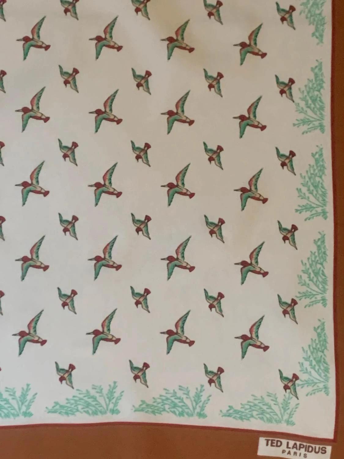 Ted Lapidus Paris Foulard Blanc & Marron Imprimé Oiseaux - Taille unique image 3