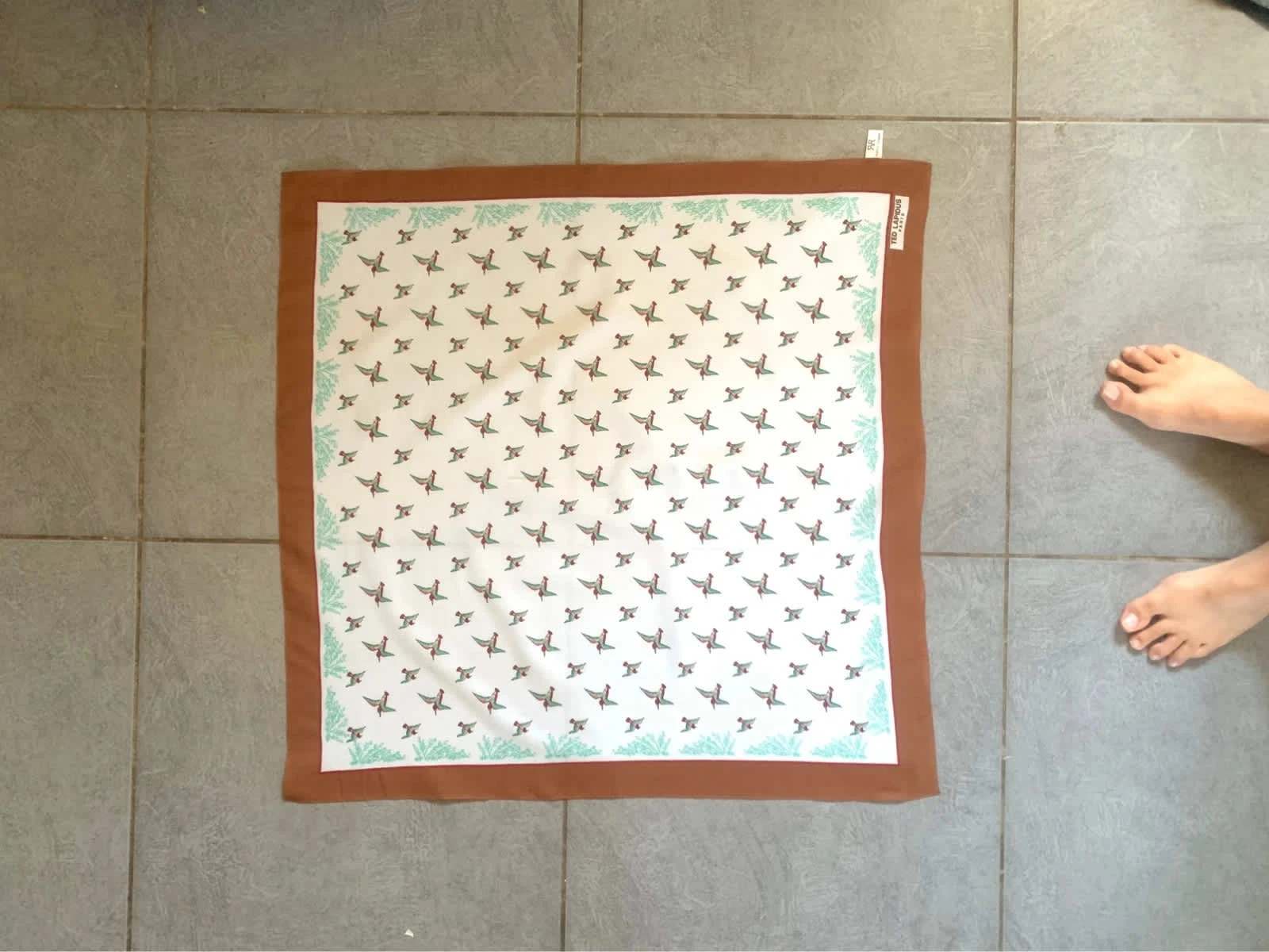 Ted Lapidus Paris Foulard Blanc & Marron Imprimé Oiseaux - Taille unique image 8
