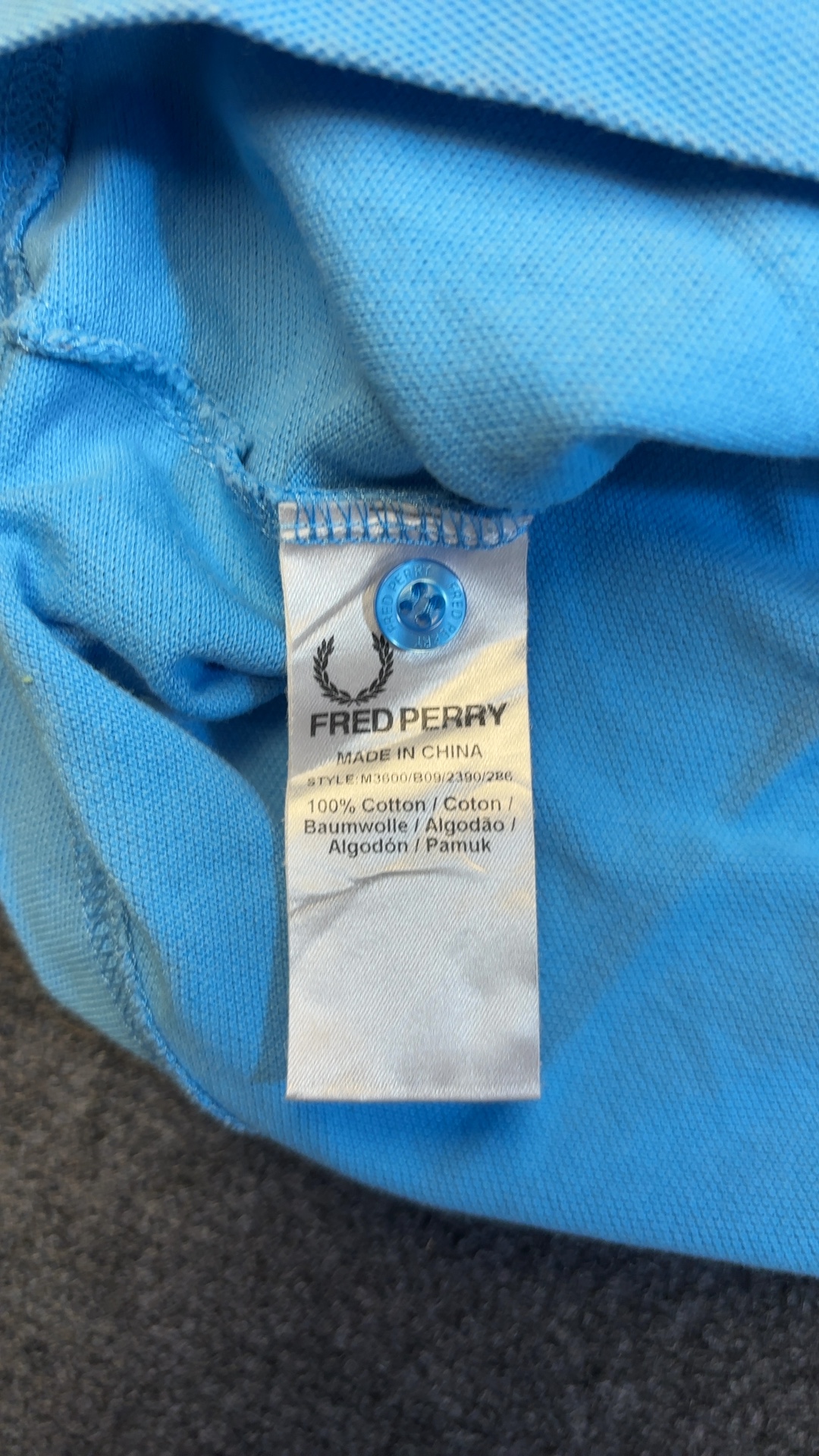 Fred Perry Blue Polo Shirt Large Slim Fit 100% Cotton image 5