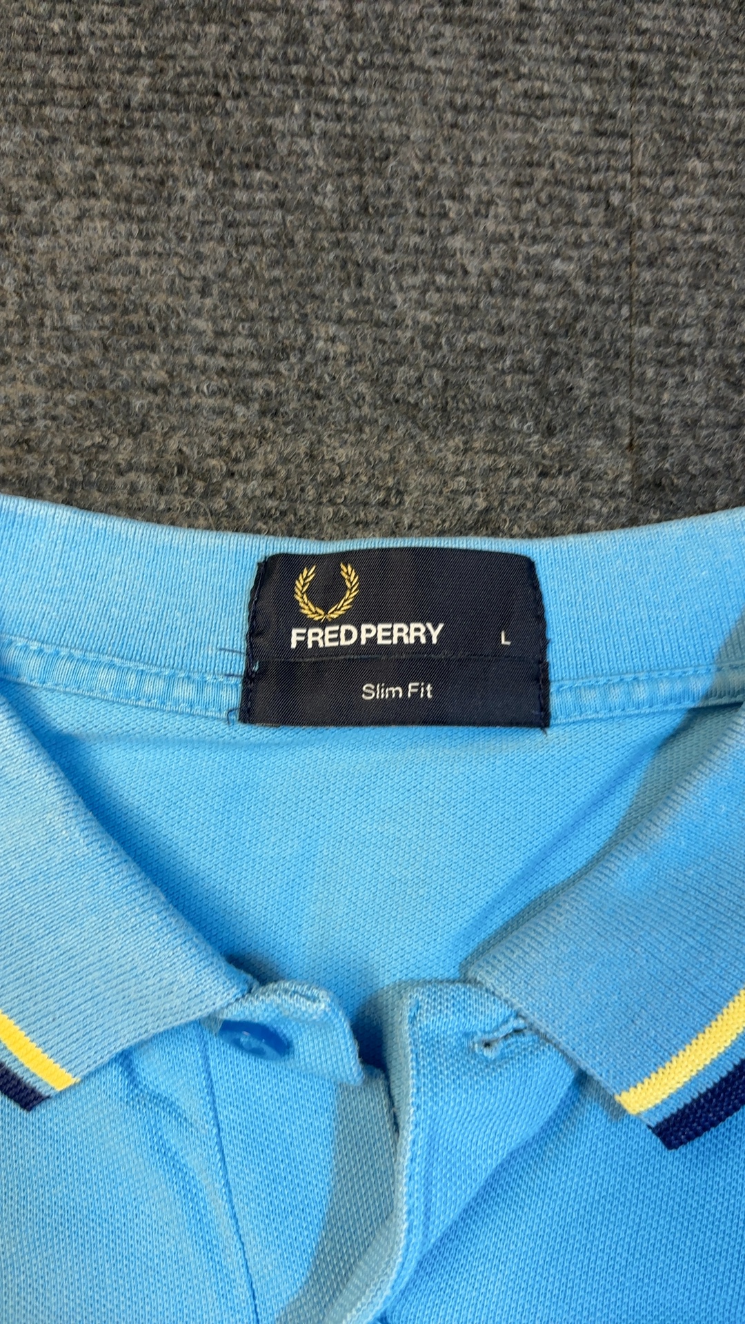 Fred Perry Blue Polo Shirt Large Slim Fit 100% Cotton image 3