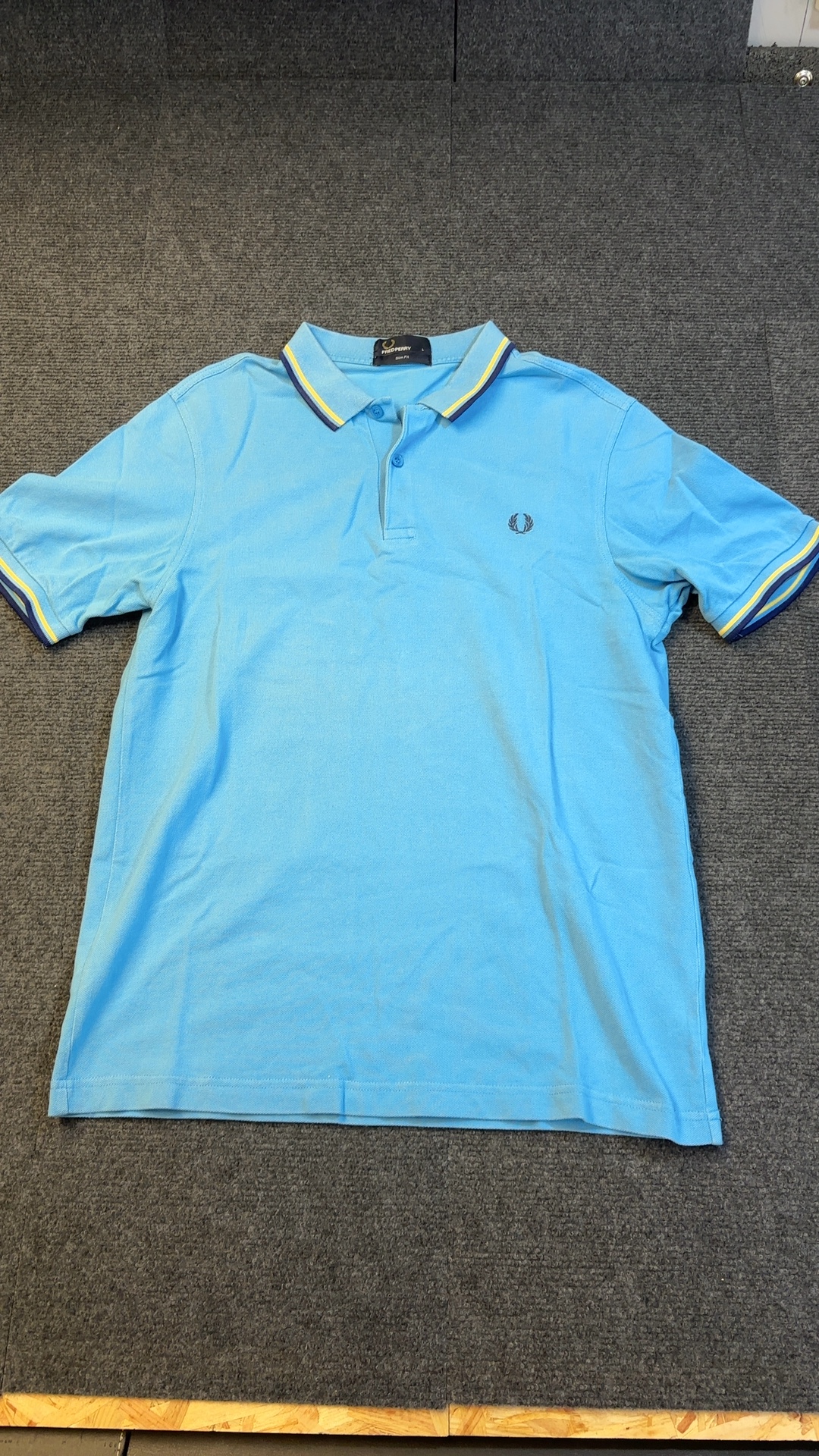 Fred Perry Blue Polo Shirt Large Slim Fit 100% Cotton image 8