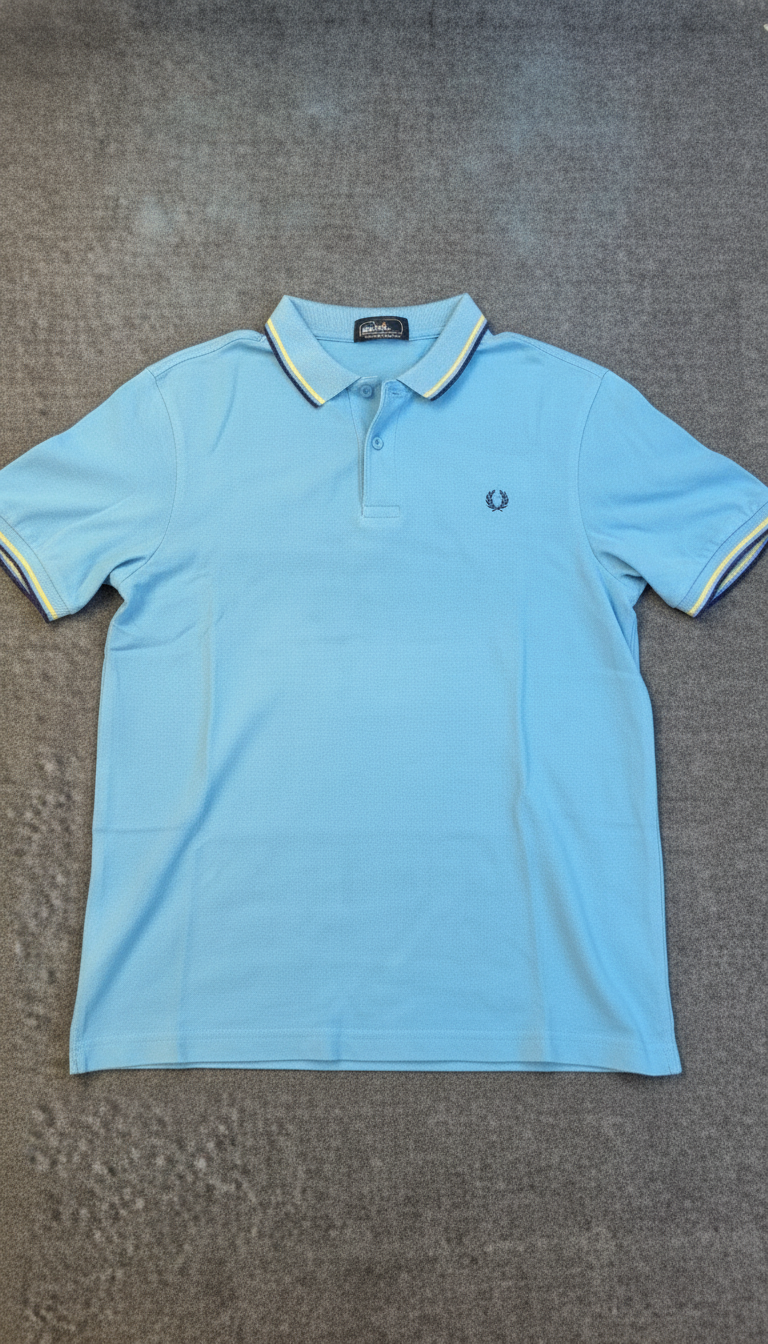 Fred Perry Blue Polo Shirt Large Slim Fit 100% Cotton