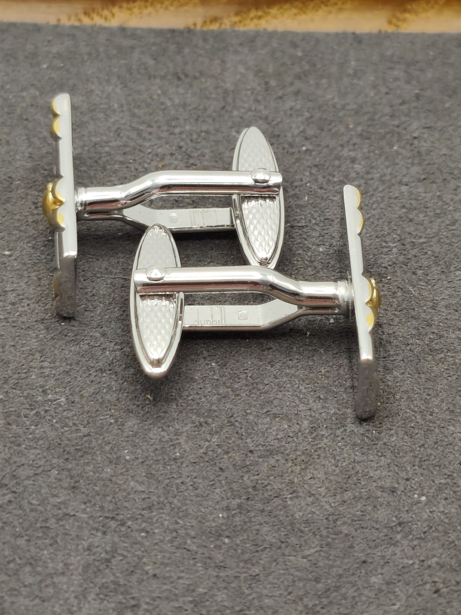 Dunhill Silver & Gold Tone Cufflinks & Tie Clip Set Men One Size image 10