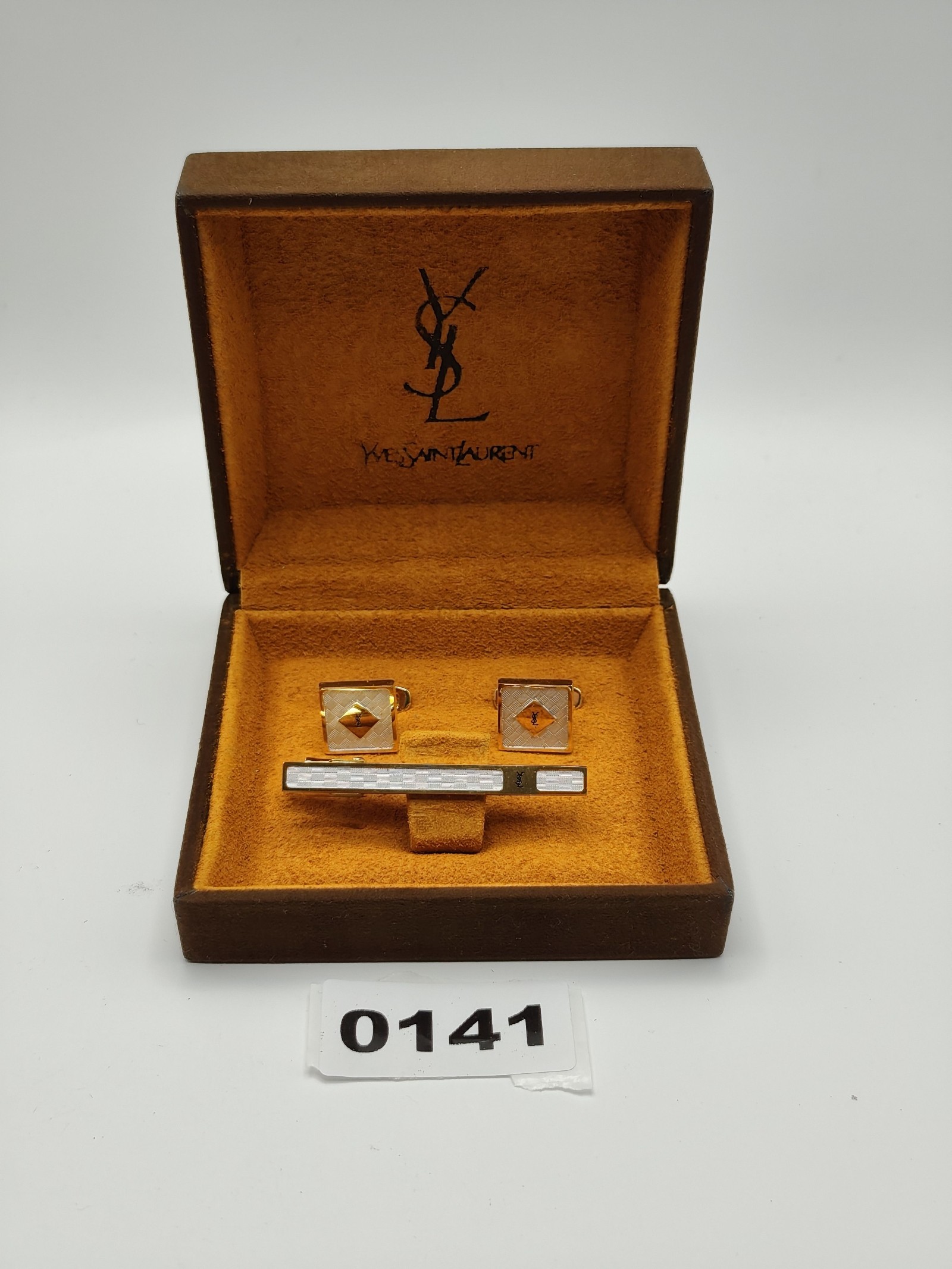 Yves Saint Laurent Gold & Silver Men's Cufflinks & Tie Clip Set Other