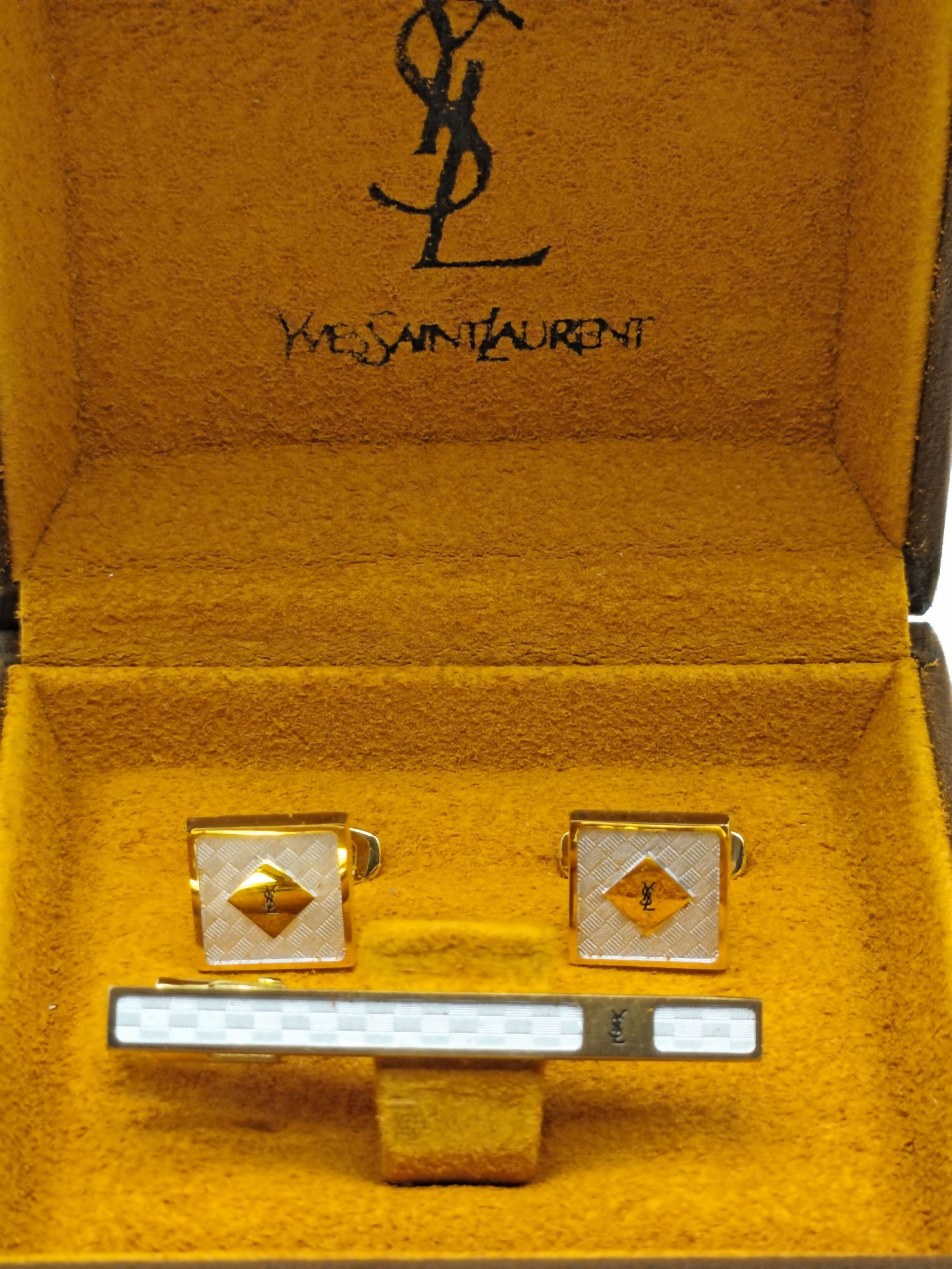 Yves Saint Laurent Gold & Silver Men's Cufflinks & Tie Clip Set Other image 2