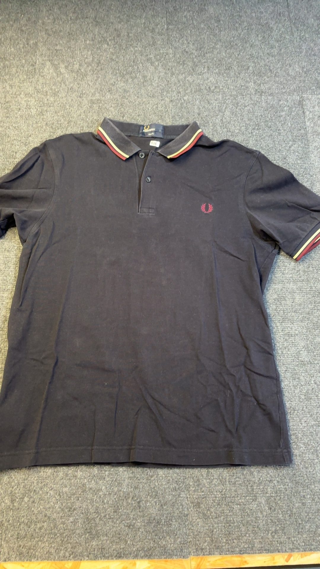 Fred Perry Men's Navy Slim Fit Polo Shirt Large Red Logo