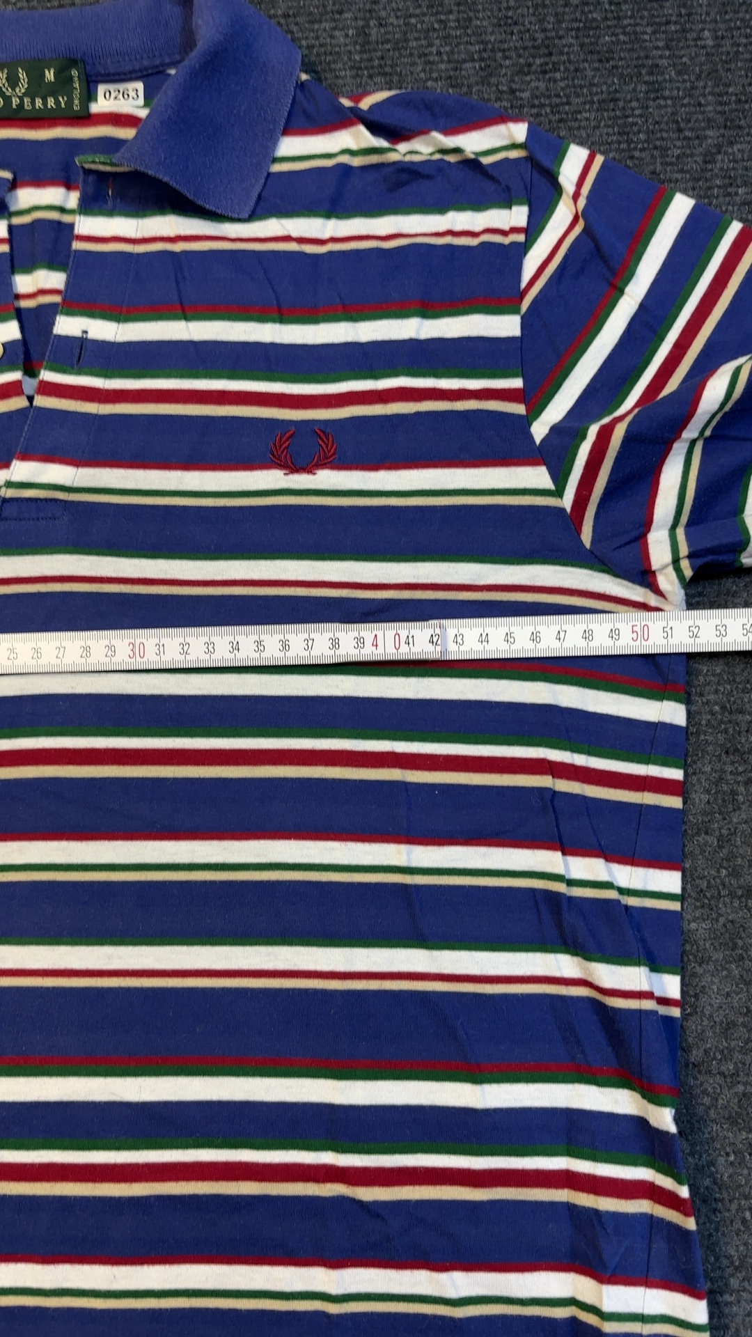 Fred Perry Blue, Red & Green Striped Polo Shirt Medium Cotton image 7