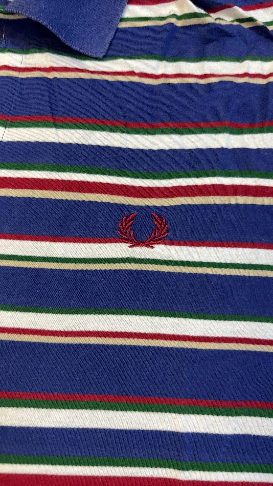 Fred Perry Blue, Red & Green Striped Polo Shirt Medium Cotton image 2