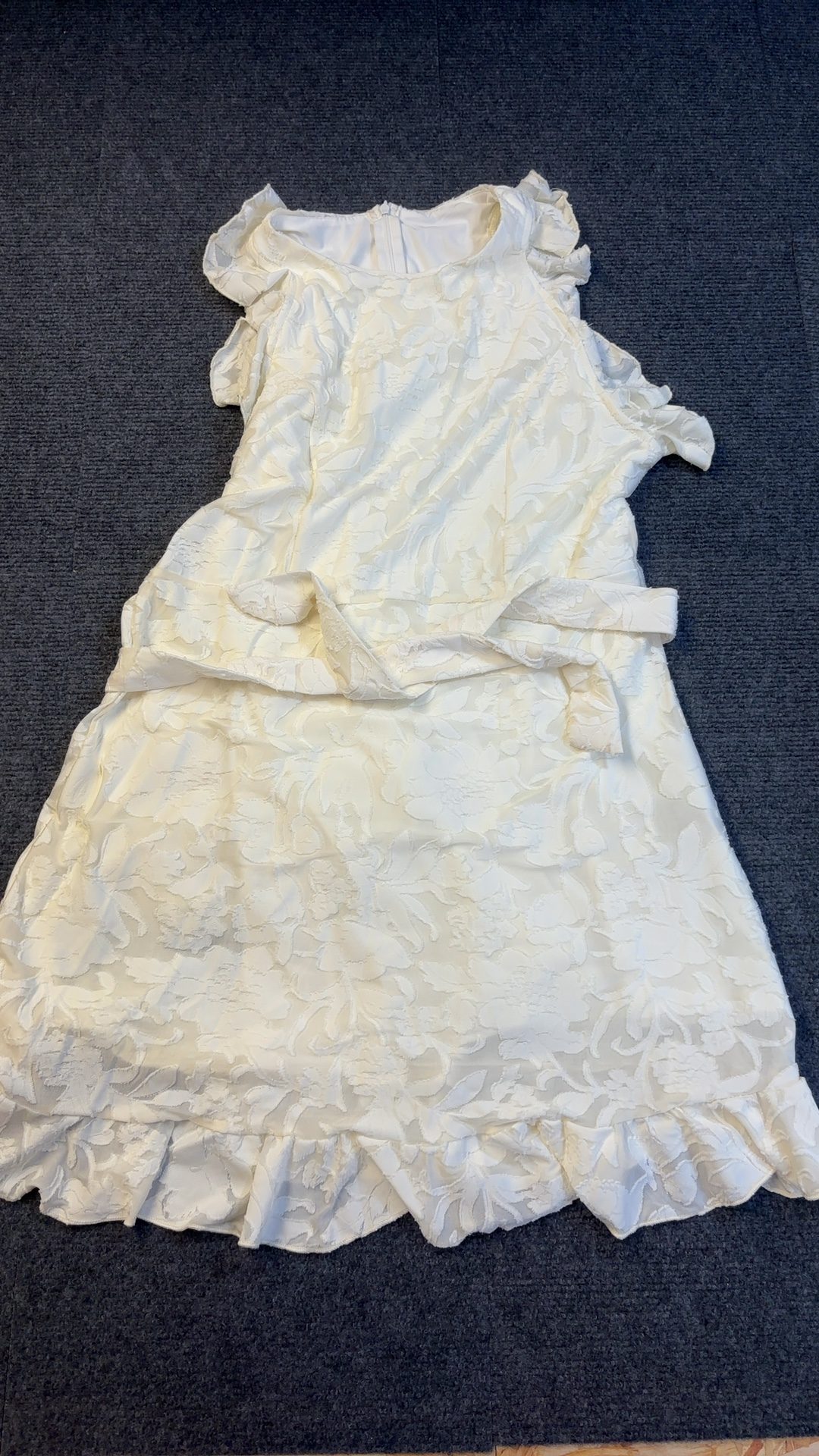 Shein Women's Off White Floral Jacquard Dress Large Like new Never Worn image 5