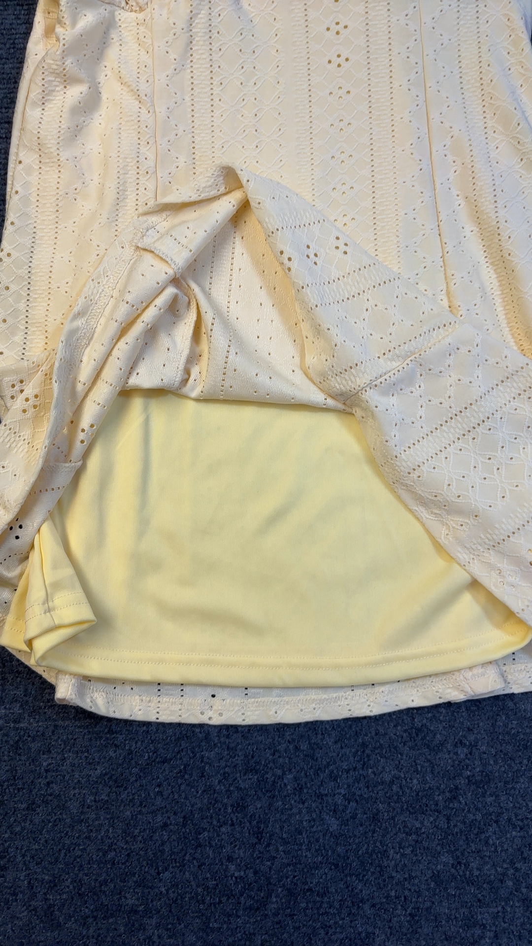Shein Women's Yellow Eyelet Summer Dress Large Like new never worn image 3