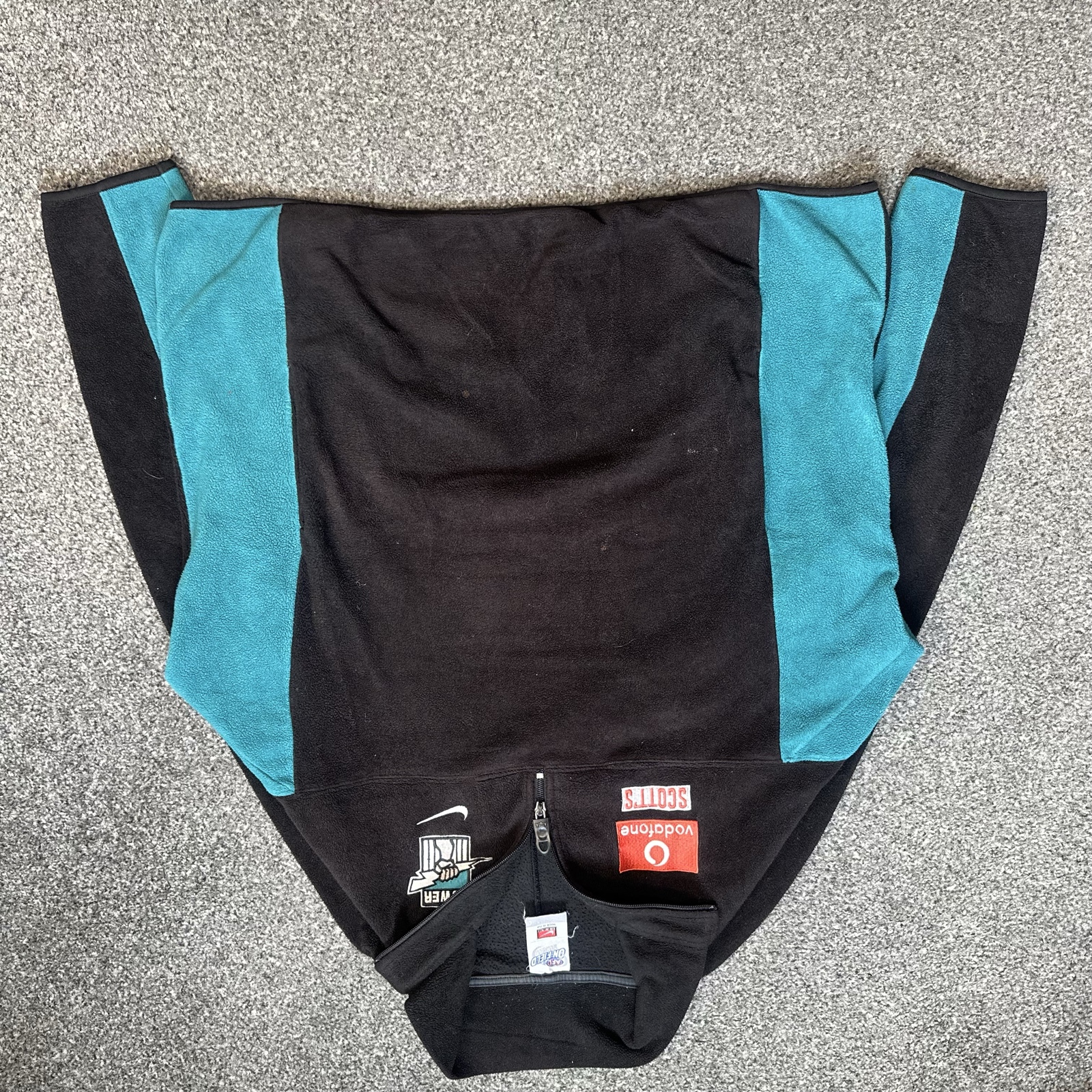 Nike Black & Teal Power Fleece Zip-Up Jacket Large Vintage