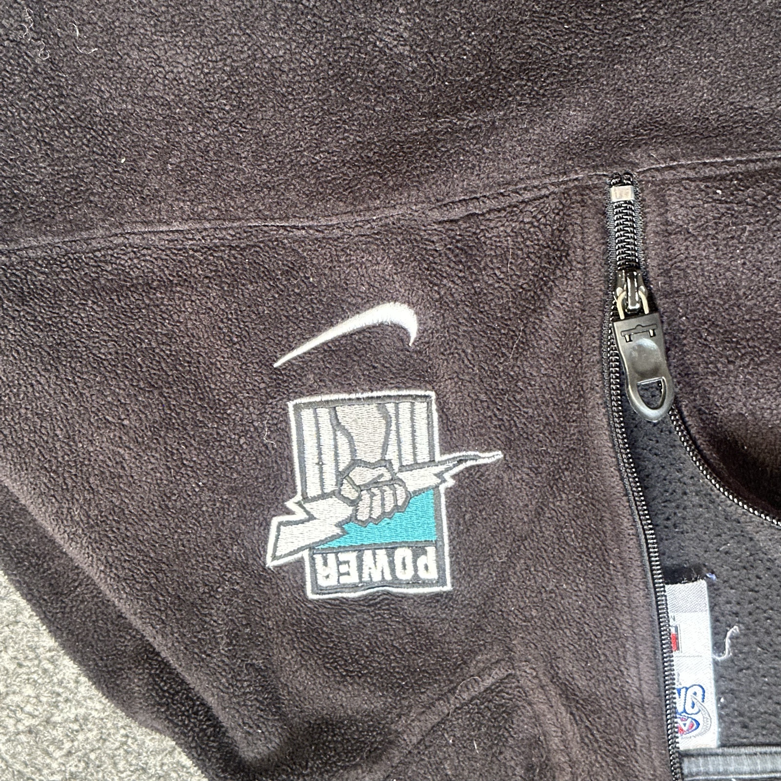 Nike Black & Teal Power Fleece Zip-Up Jacket Large Vintage image 2