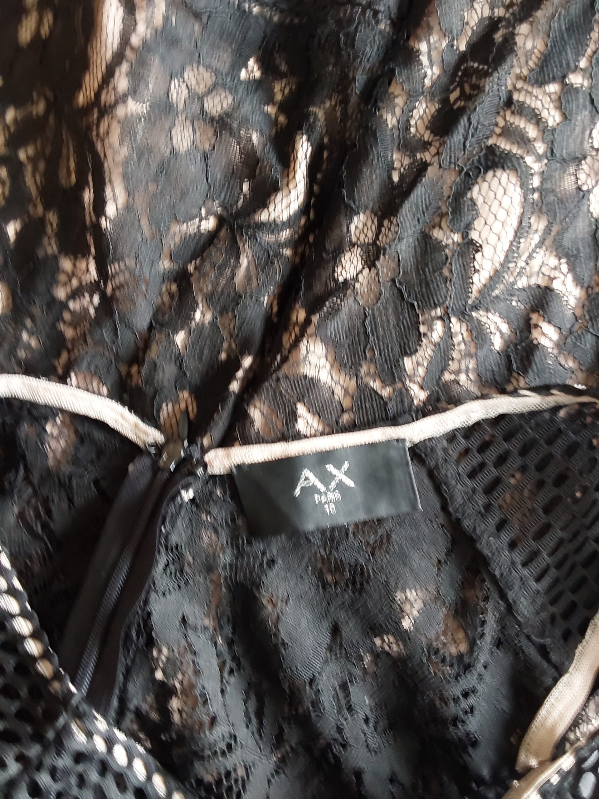 AX Paris Women Black & Beige Lace Mesh Dress UK 10 Ladies image 4