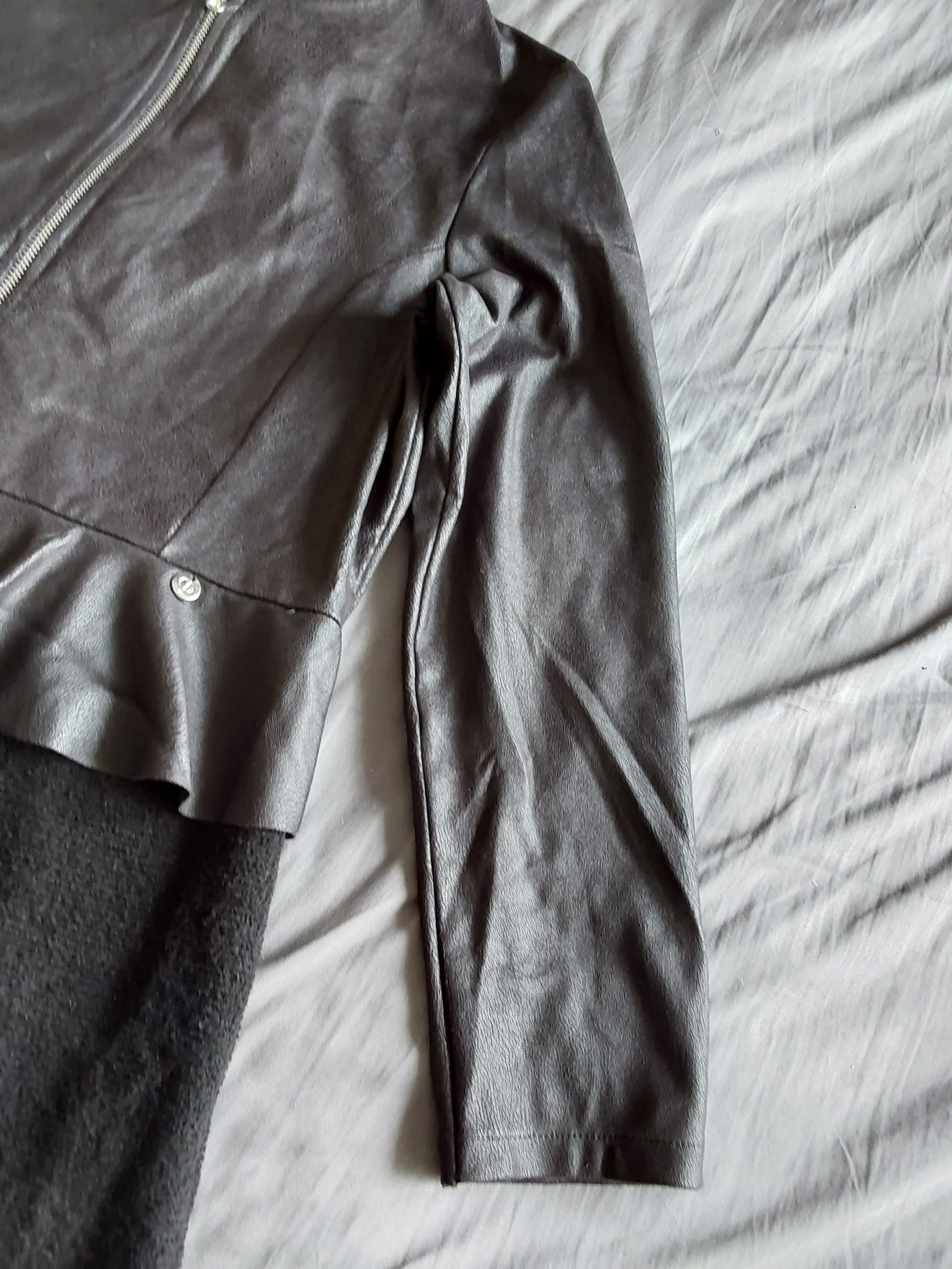Cotton Brothers Grey Leather & Knit Peplum Dress Medium image 3