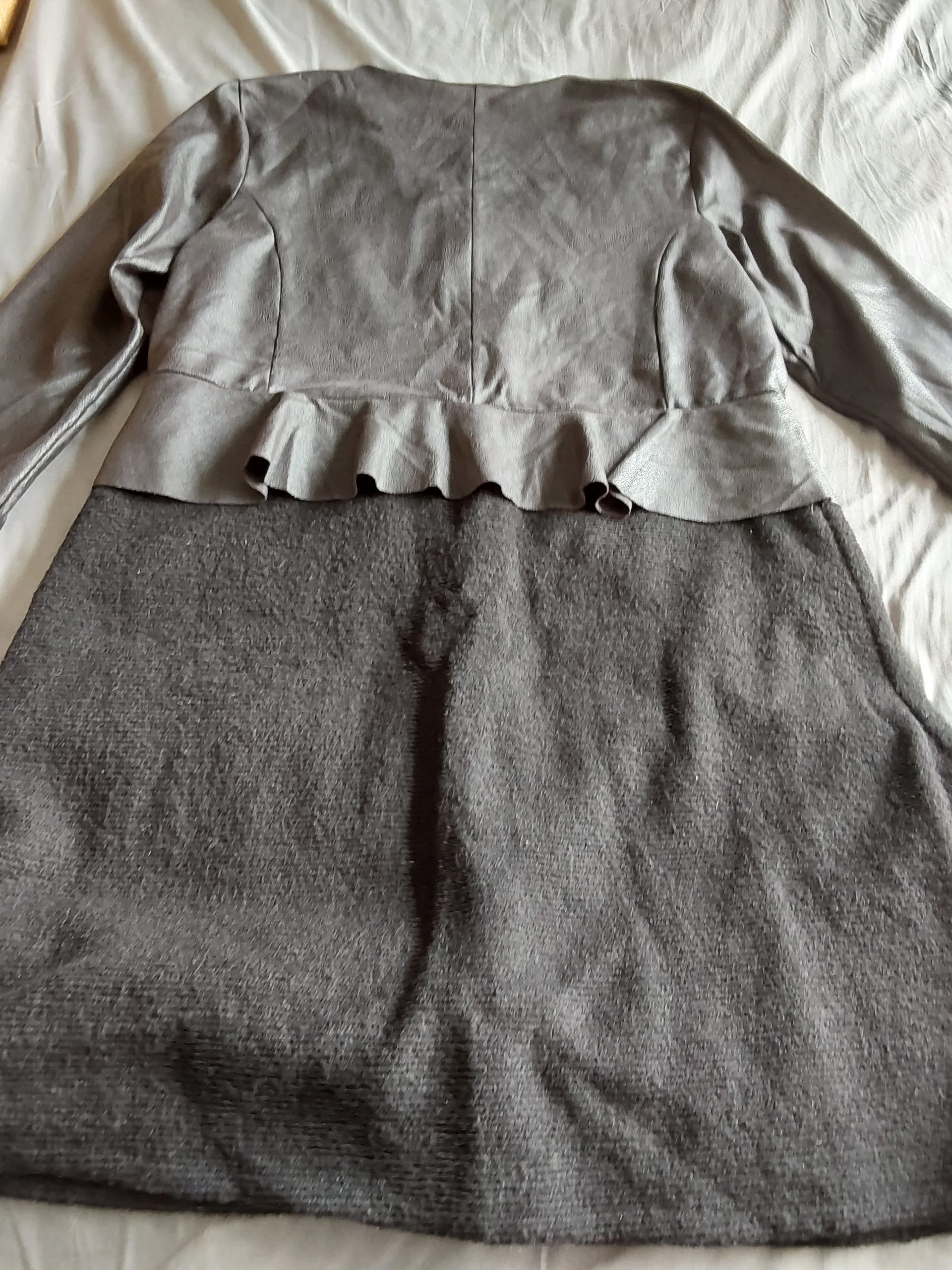 Cotton Brothers Grey Leather & Knit Peplum Dress Medium image 5