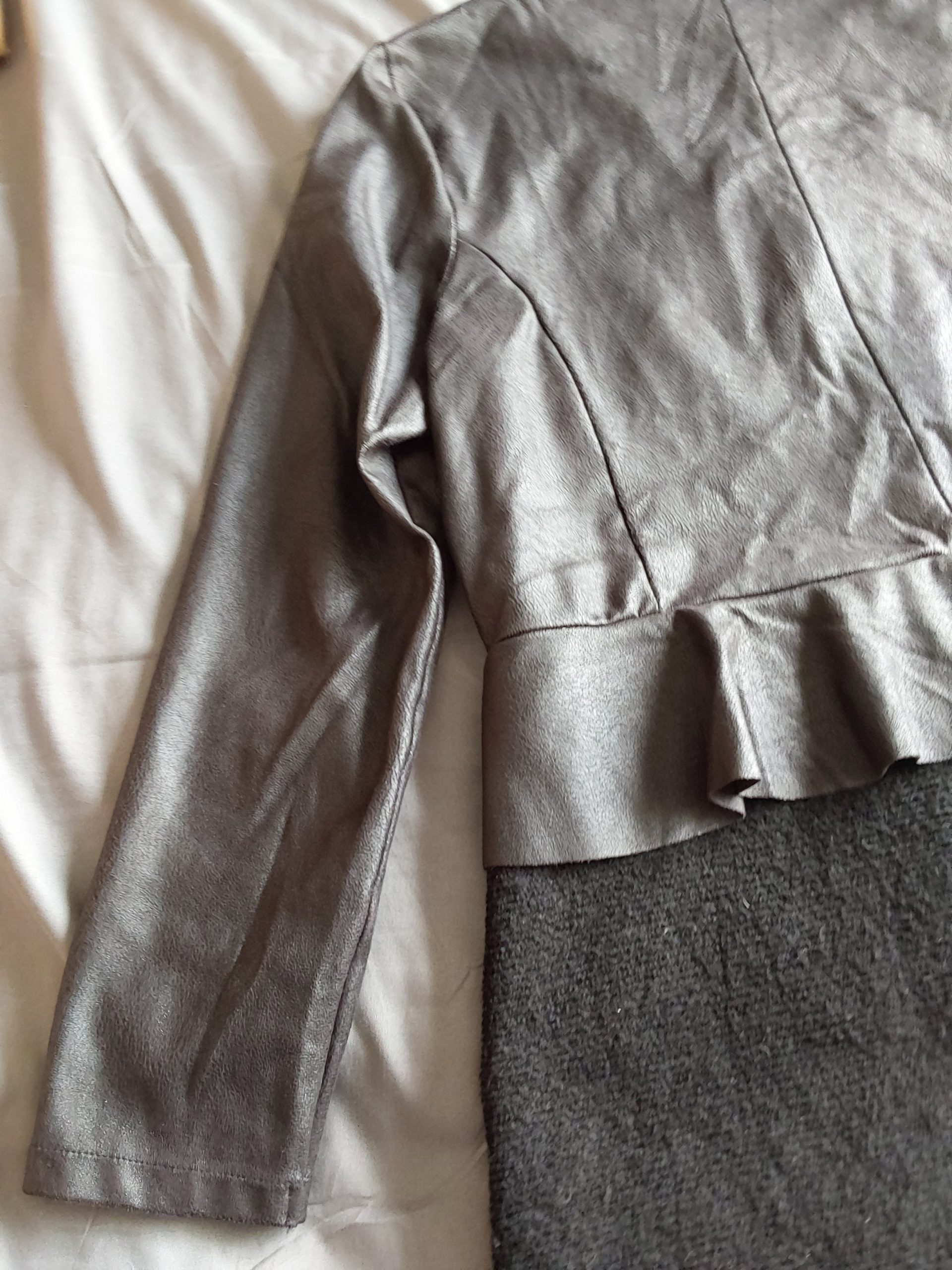 Cotton Brothers Grey Leather & Knit Peplum Dress Medium image 6