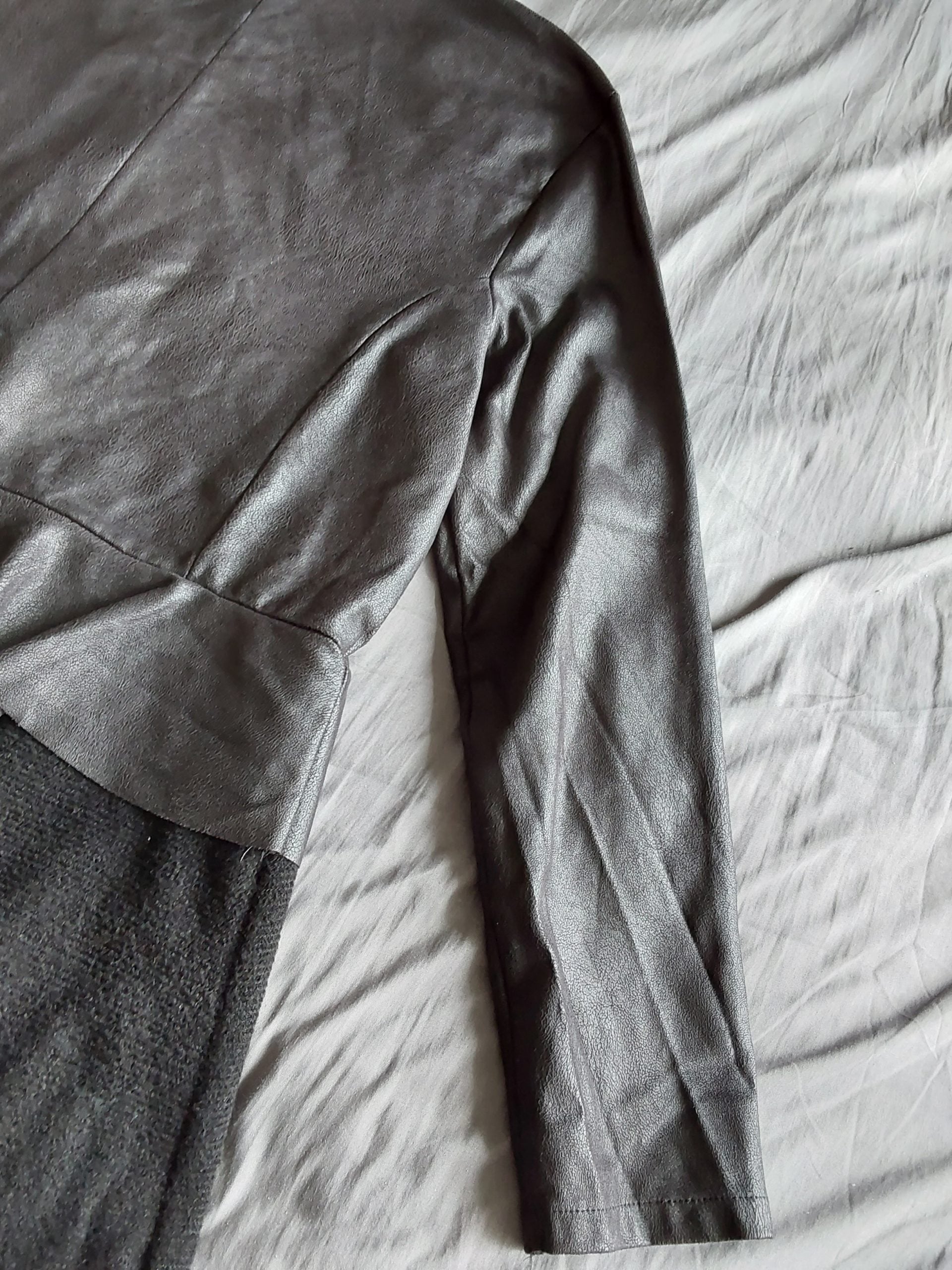 Cotton Brothers Grey Leather & Knit Peplum Dress Medium image 7