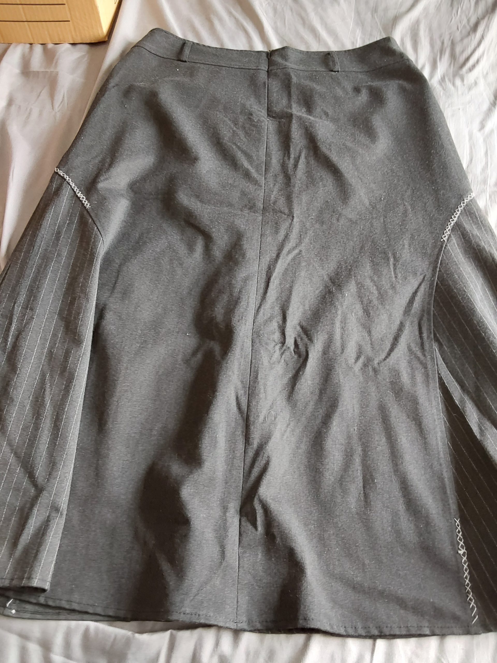 Guzela Black & Grey Pinstripe Skirt UK 18 with White Stitching Y2K Ladies image 6