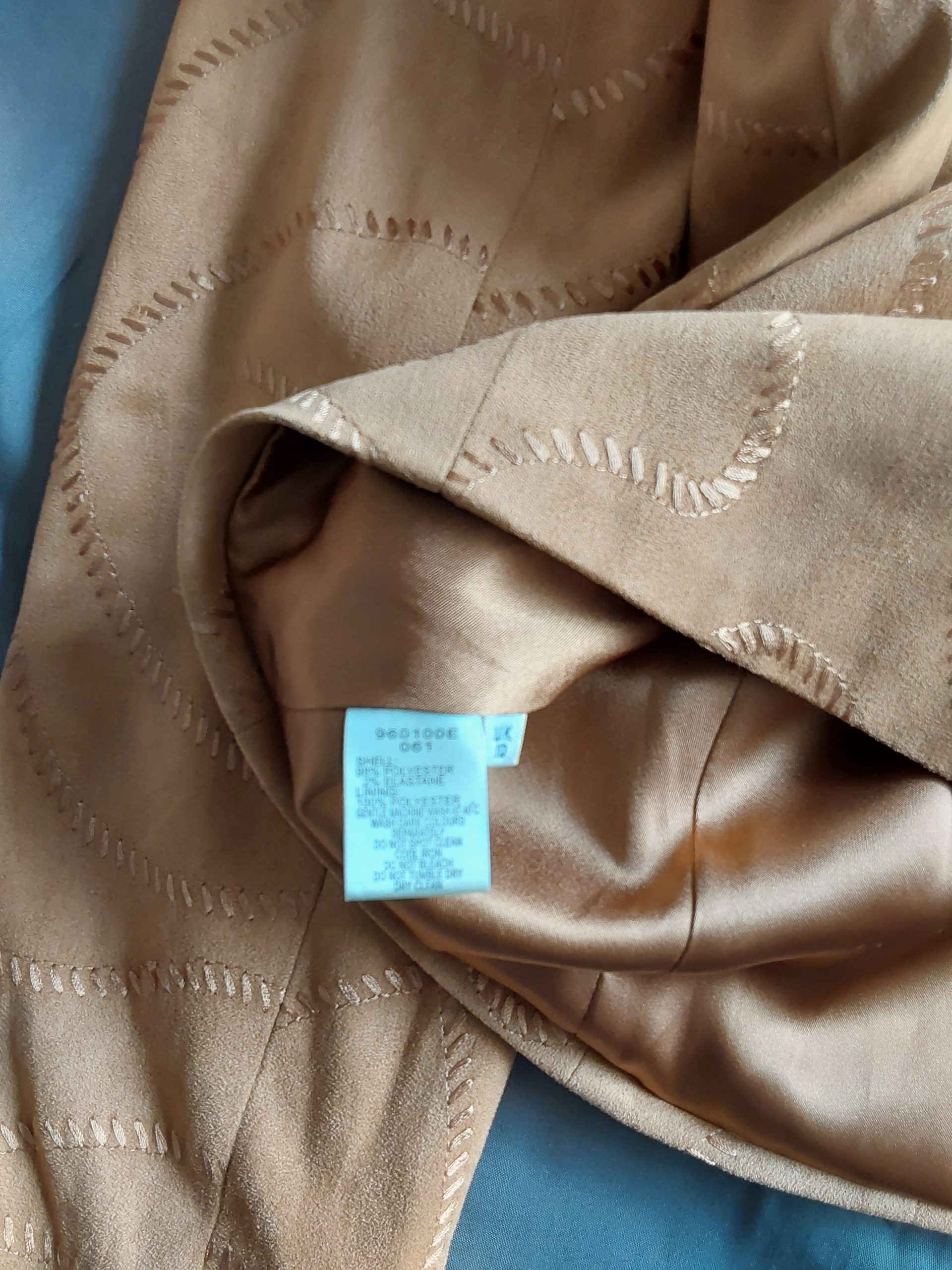 Viyella Beige Suede Effect Embroidered Jacket UK 10 Y2k Stunning image 8