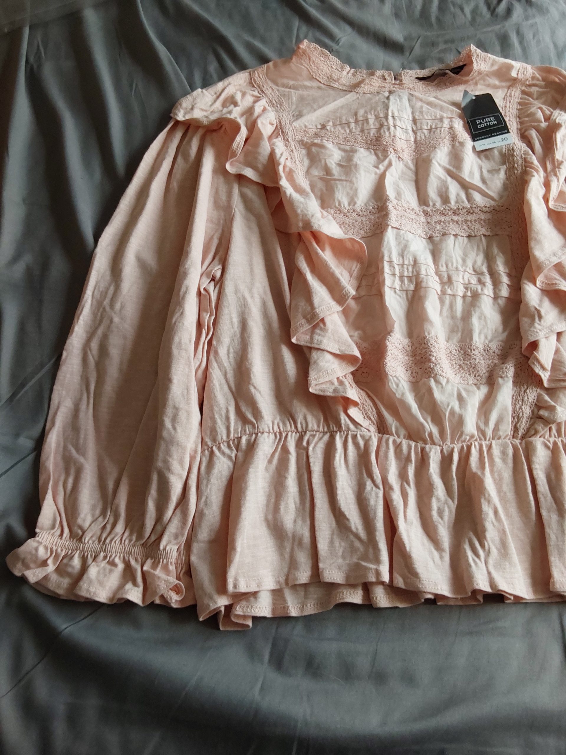Dorothy Perkins Peach Cotton Lace Detail Blouse UK 20 Ladies BNWT image 2