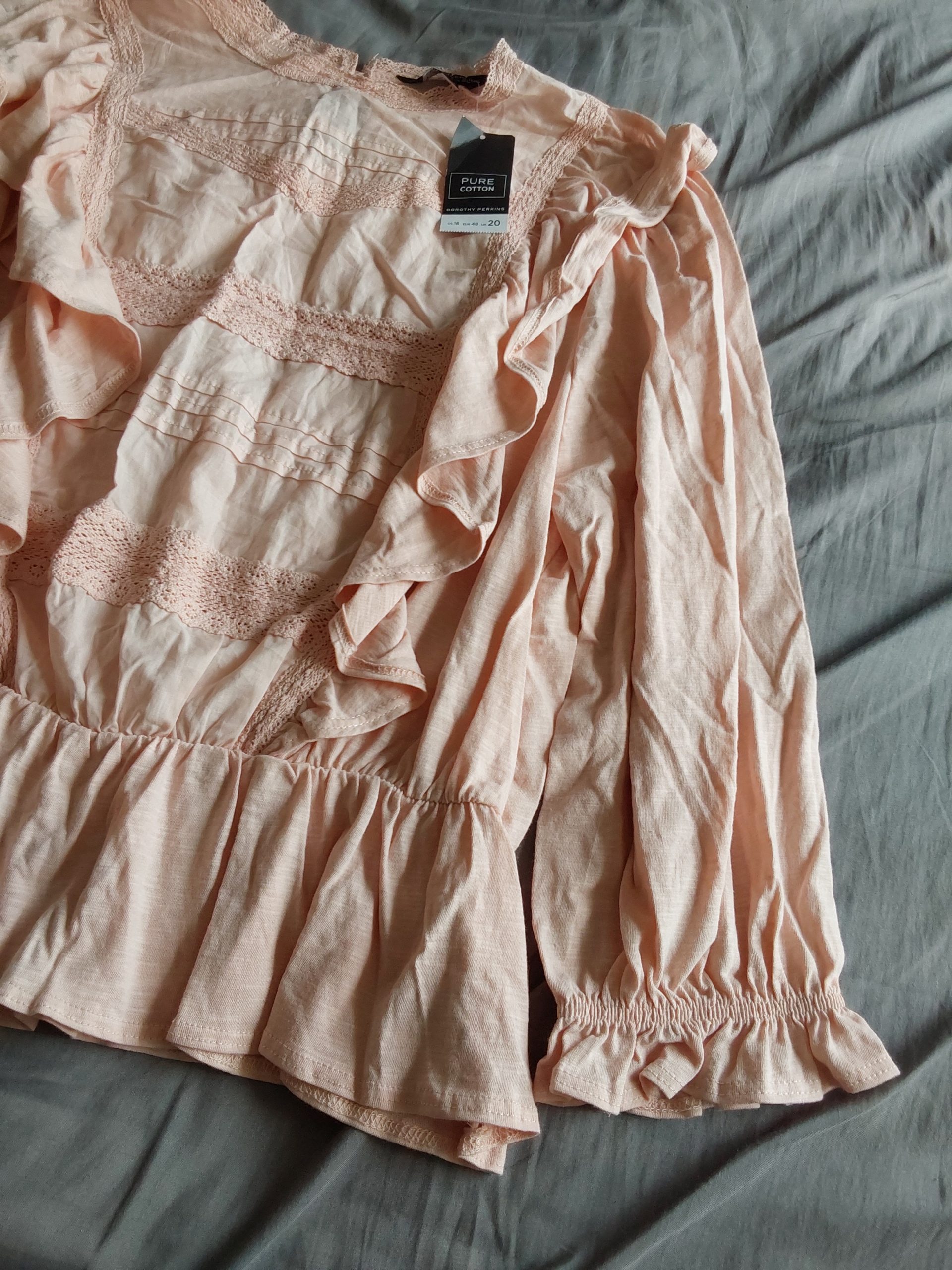 Dorothy Perkins Peach Cotton Lace Detail Blouse UK 20 Ladies BNWT image 3