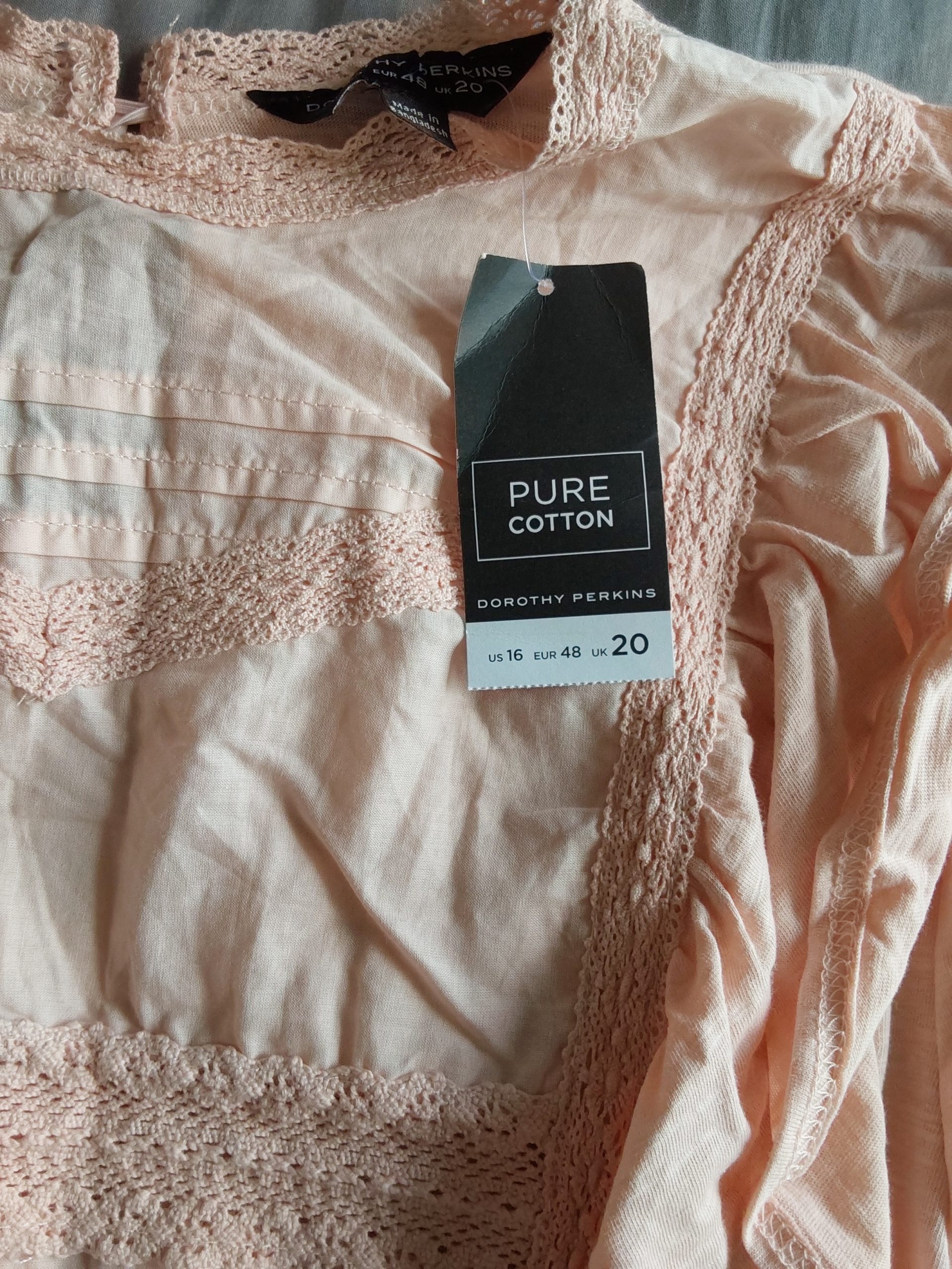 Dorothy Perkins Peach Cotton Lace Detail Blouse UK 20 Ladies BNWT image 4