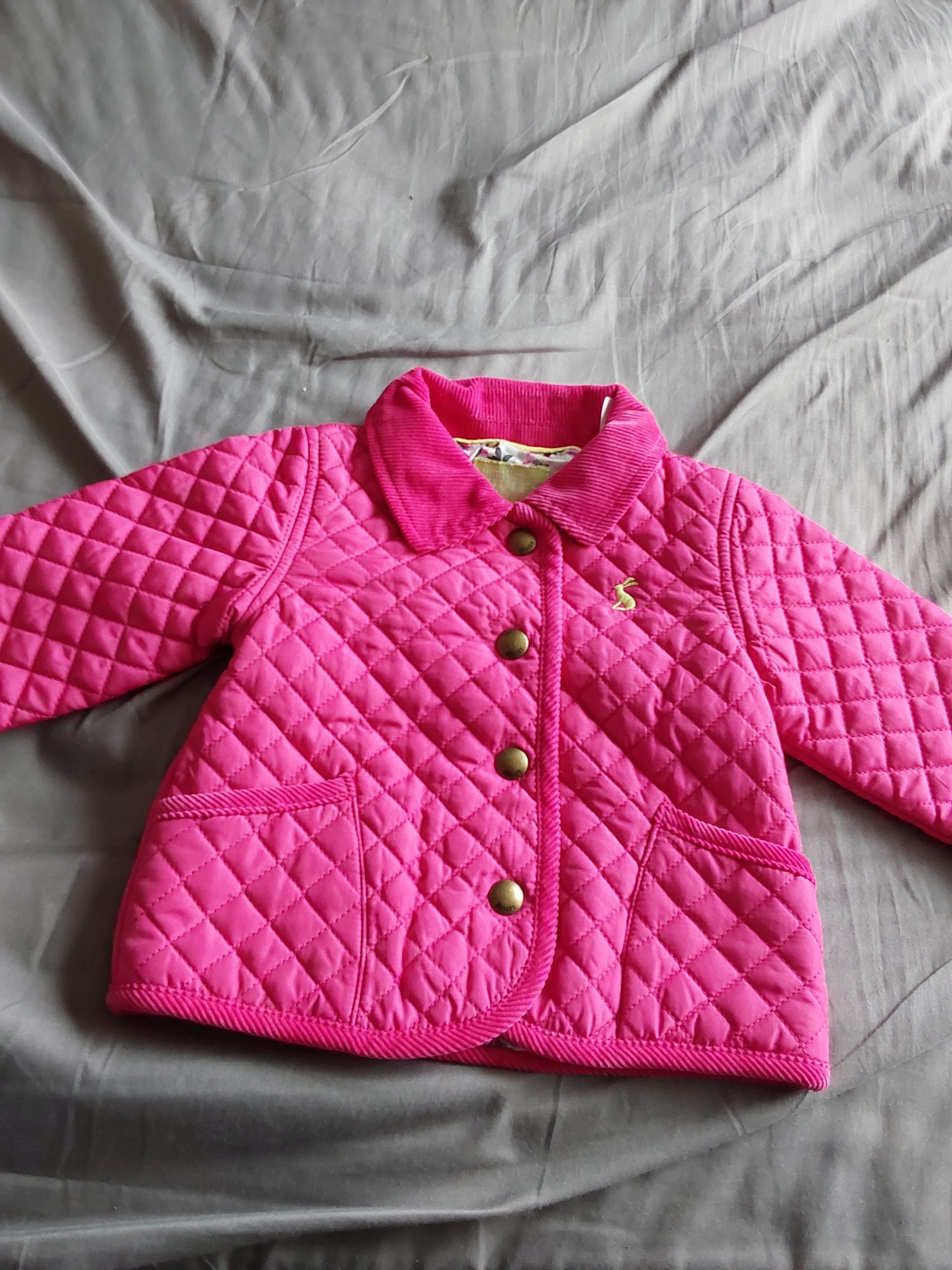 Joules Kids Pink Quilted Jacket 3 Years Floral Lining