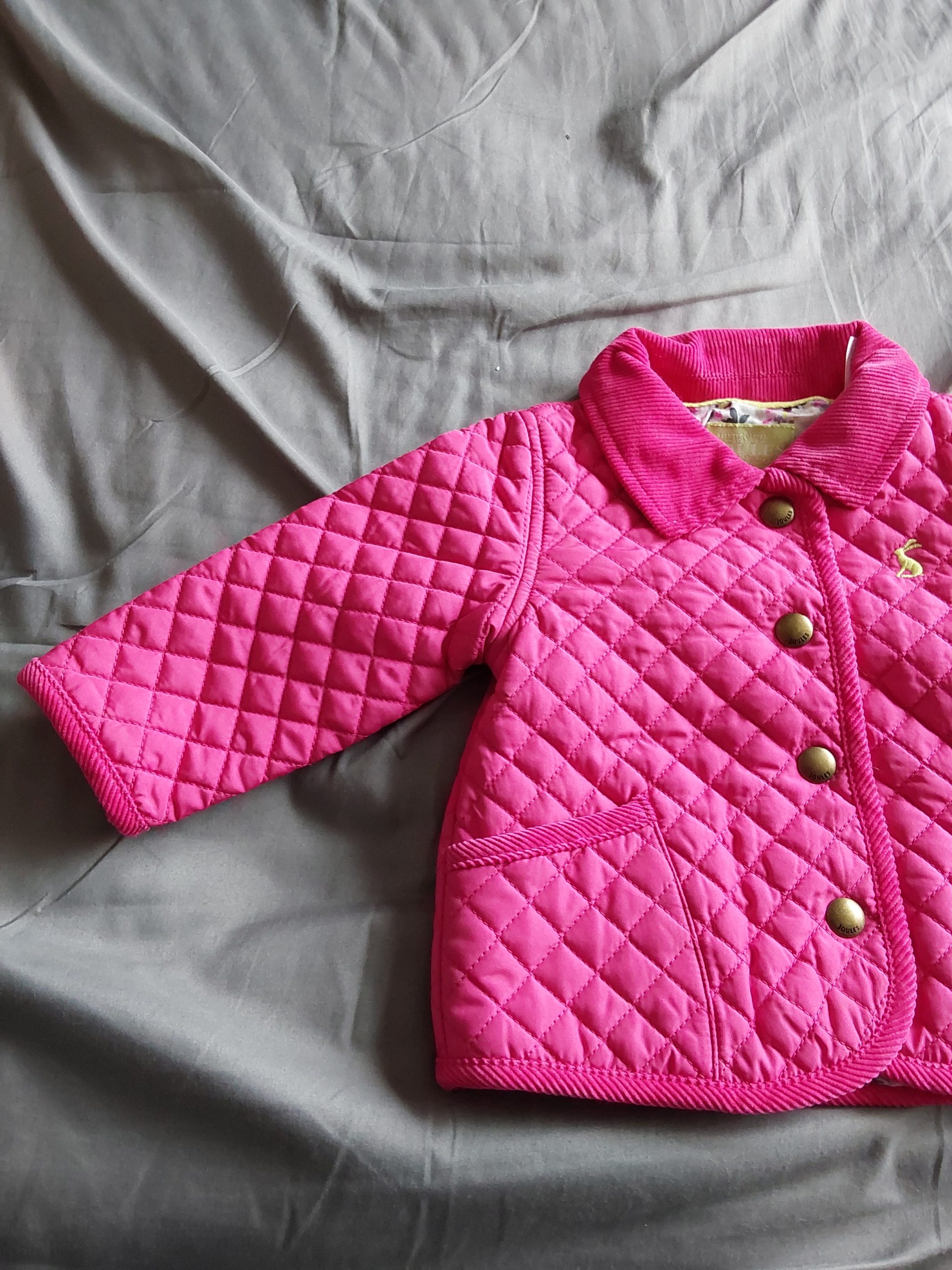Joules Kids Pink Quilted Jacket 3 Years Floral Lining image 2