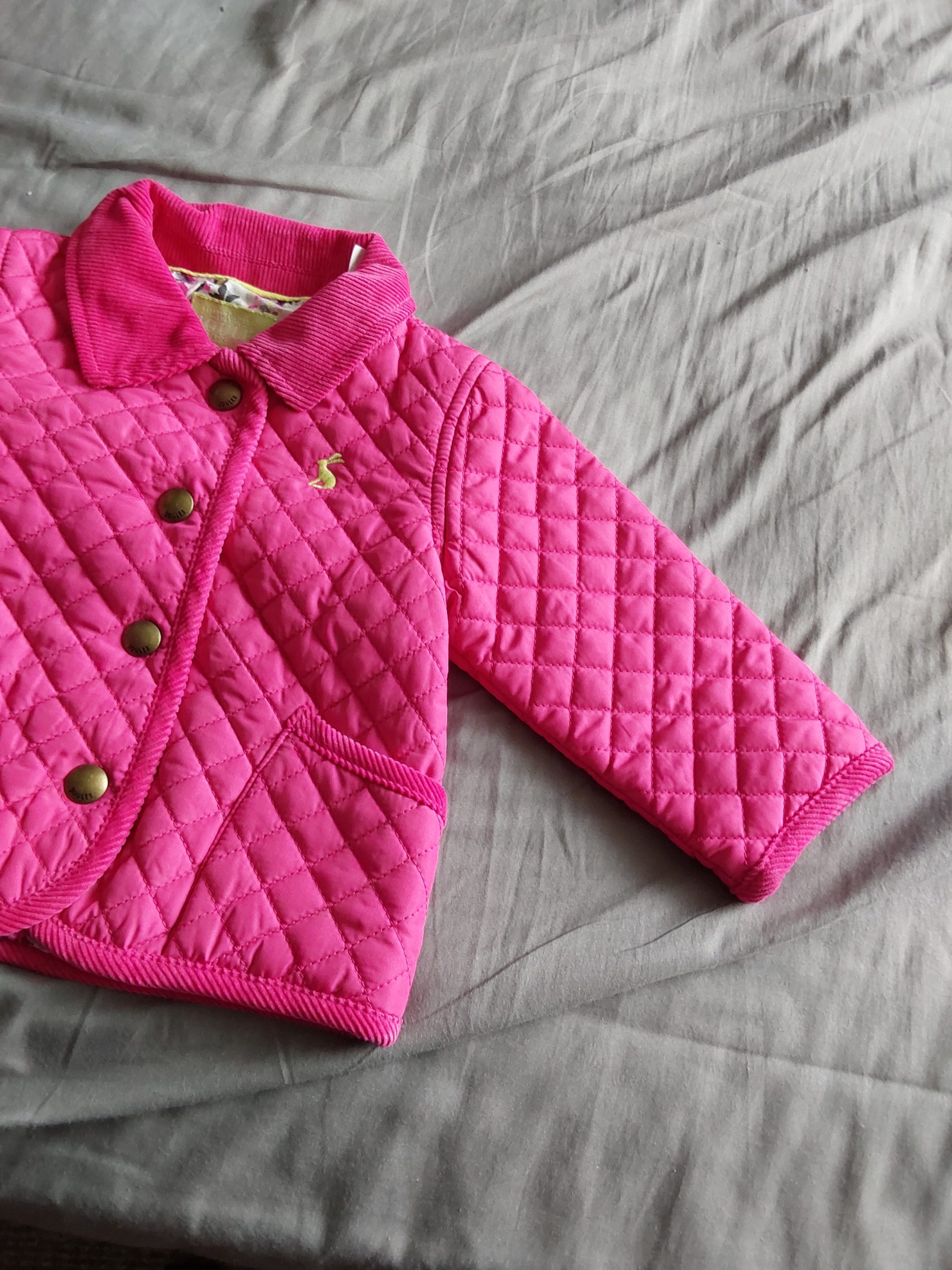 Joules Kids Pink Quilted Jacket 3 Years Floral Lining image 3