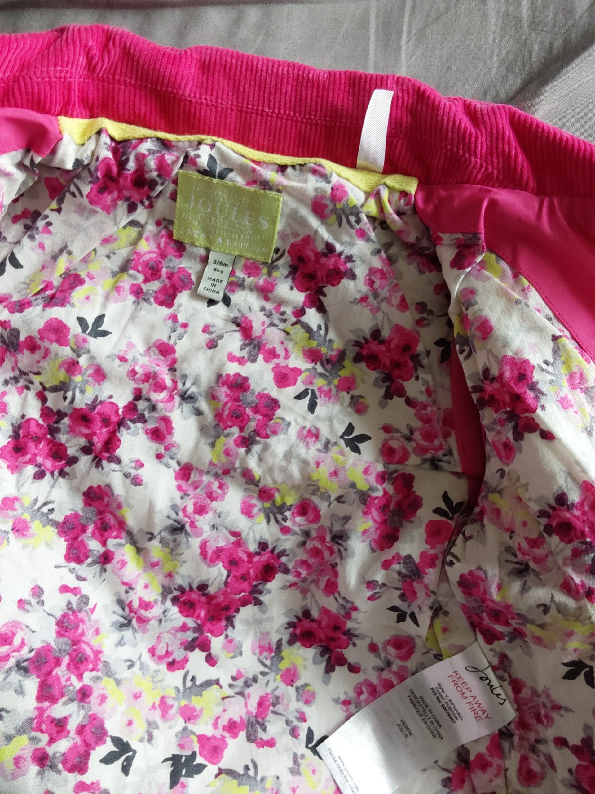 Joules Kids Pink Quilted Jacket 3 Years Floral Lining image 4