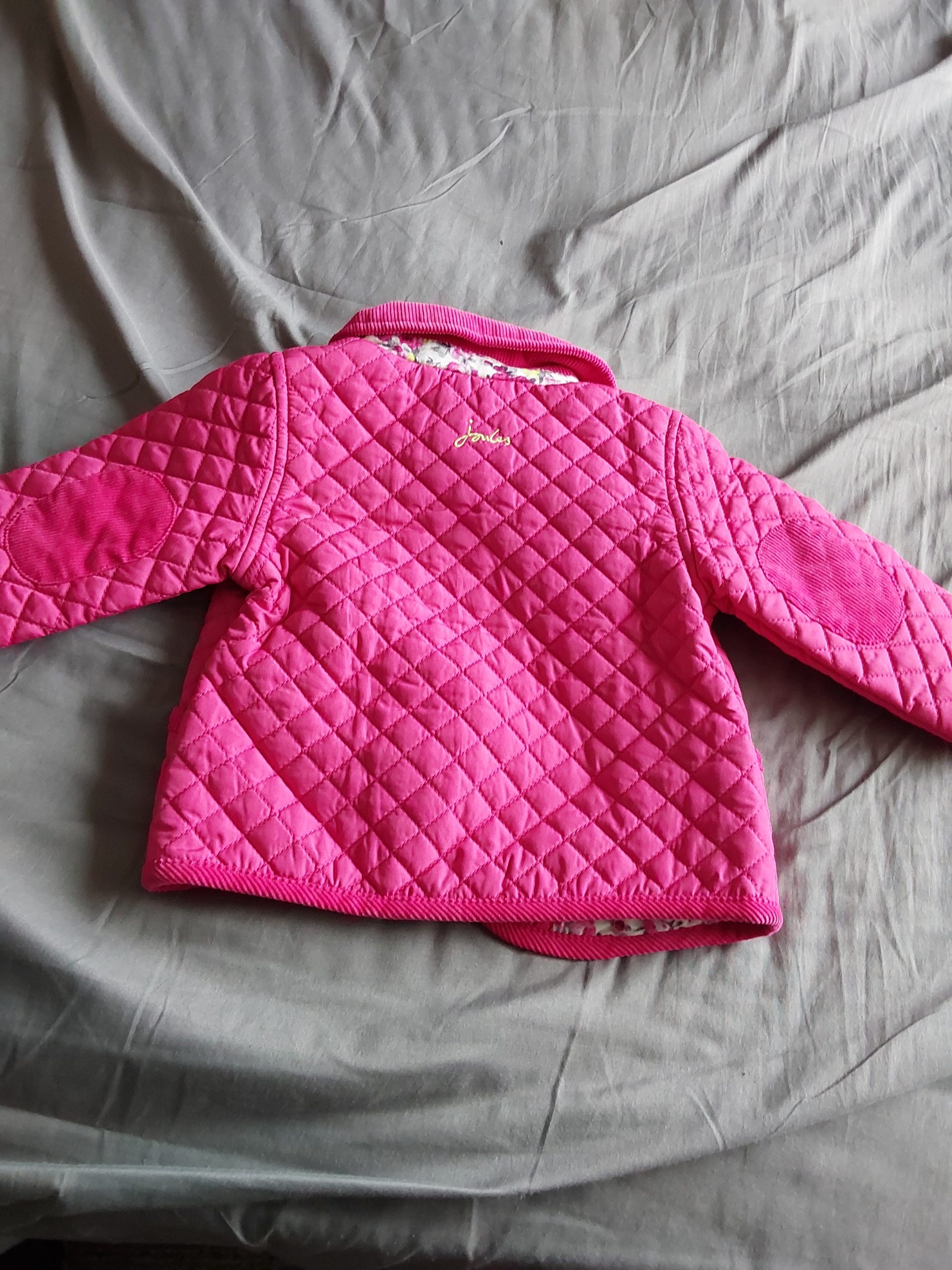 Joules Kids Pink Quilted Jacket 3 Years Floral Lining image 6