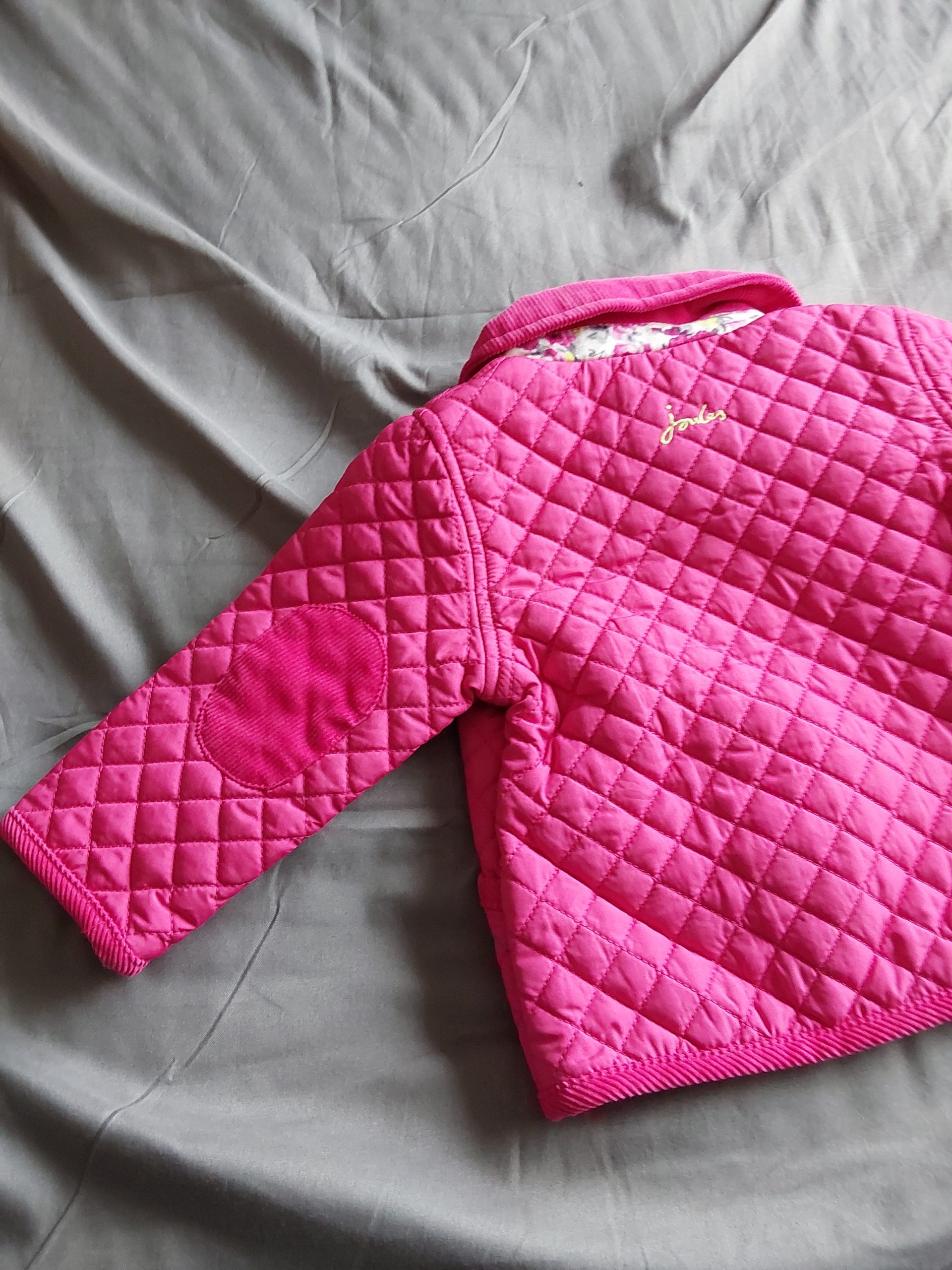 Joules Kids Pink Quilted Jacket 3 Years Floral Lining image 7