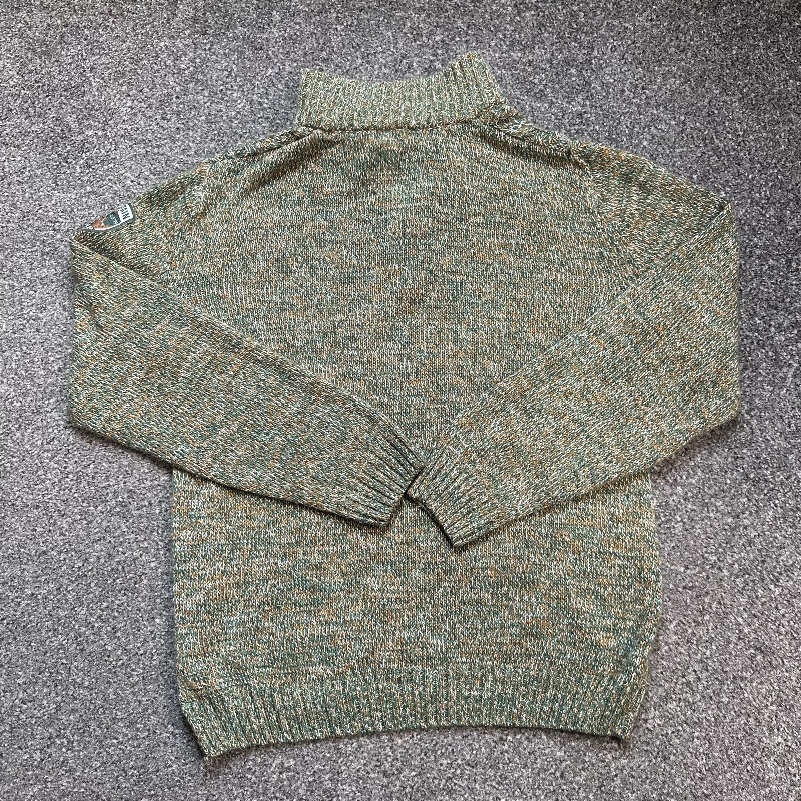 Atlas for Men cable knit quarter zip jumper green marl outdoor image 3