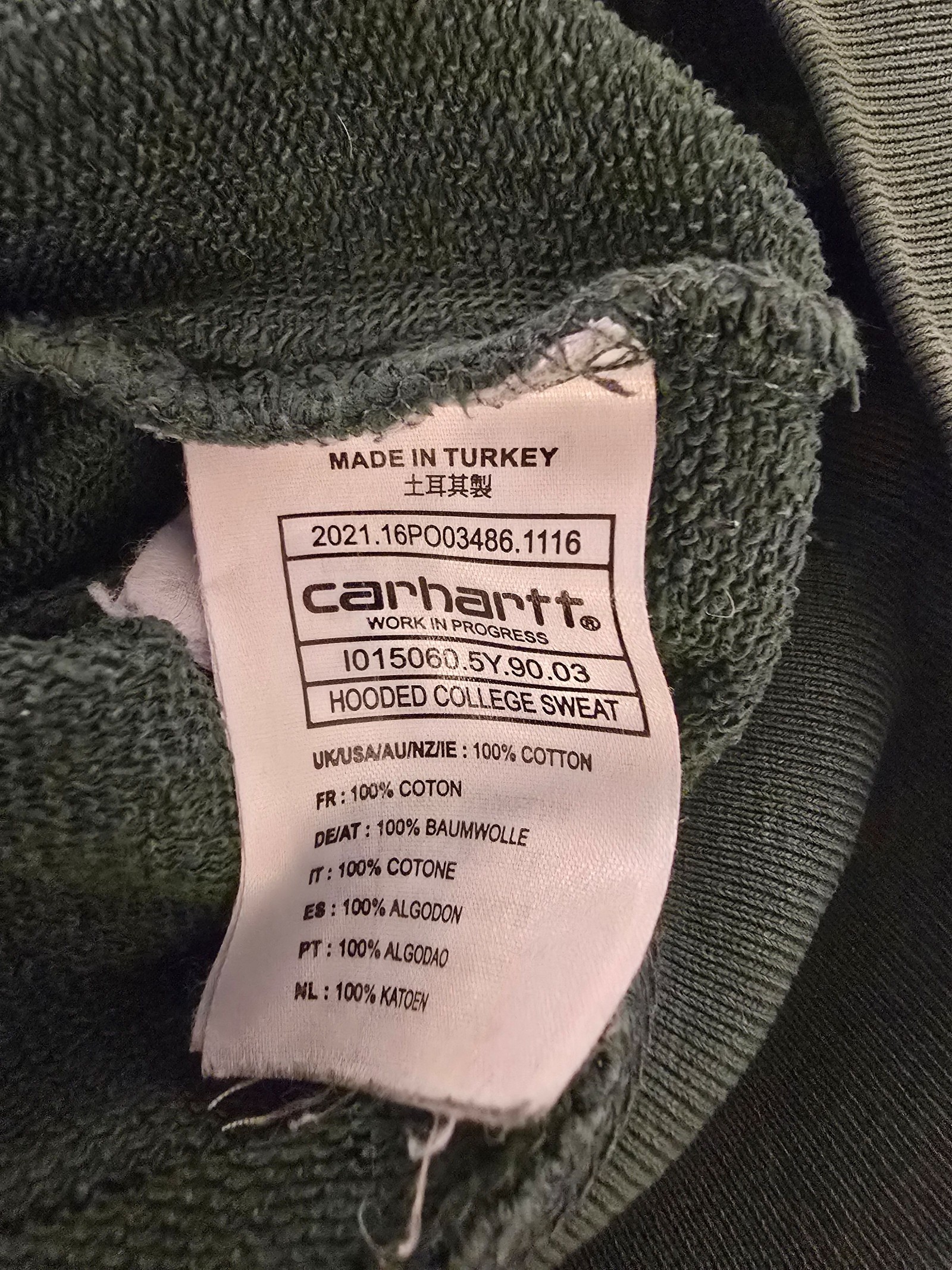 Carhartt Green Hooded Sweatshirt Medium image 5