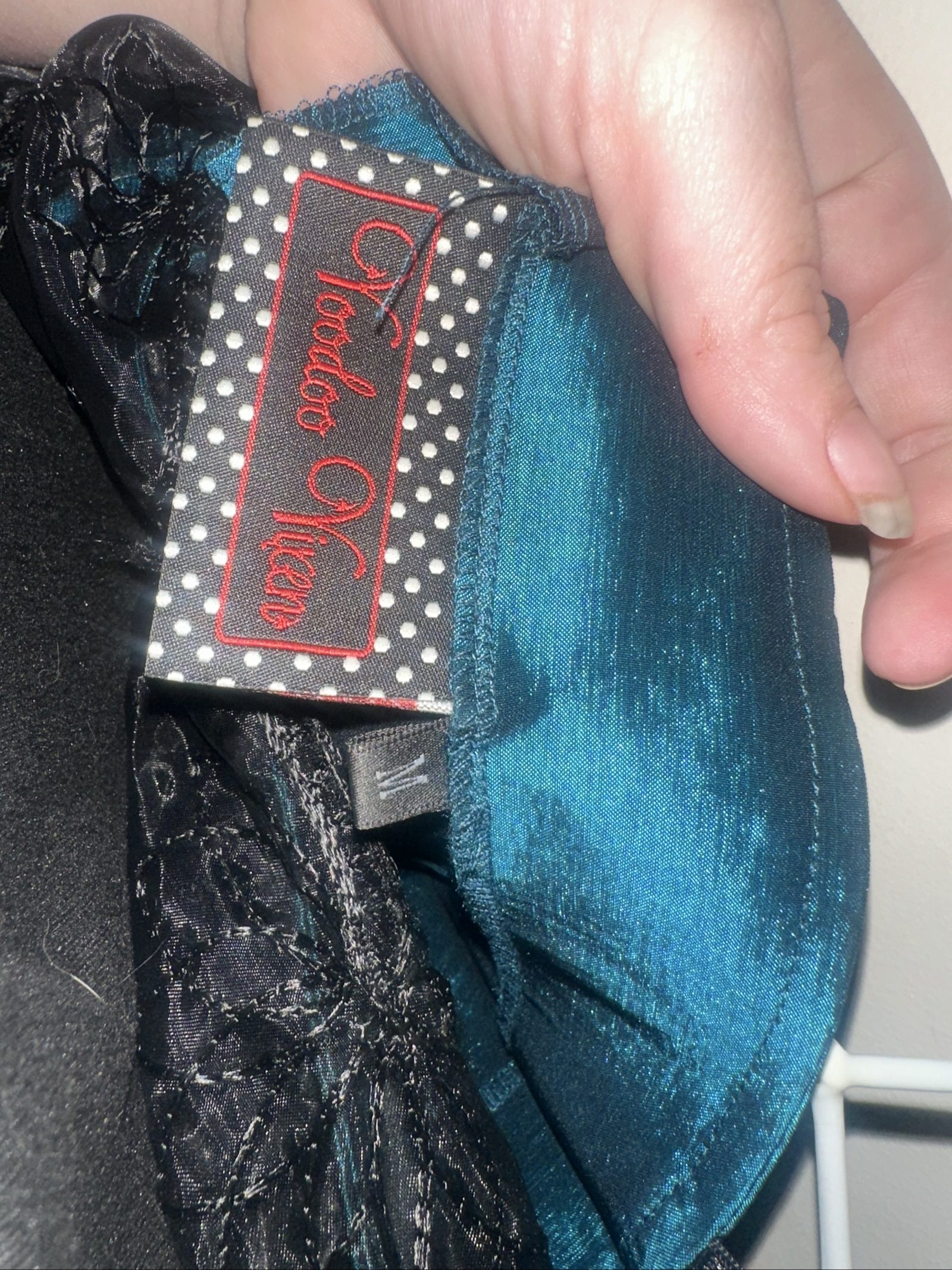 Voodoo Vixen Women's Black & Teal Lace Overlay Dress Medium image 2