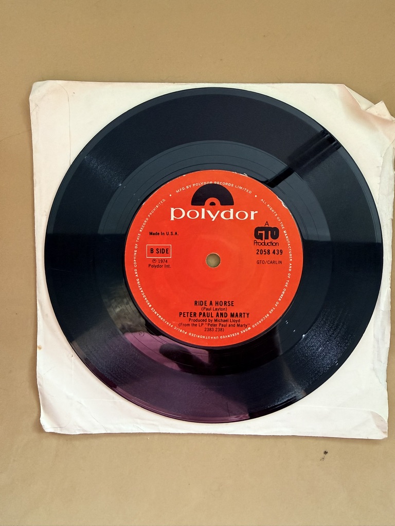 Polydor Vinyl 7 Inch Single The New Seekers & Peter Paul & Mary 45RPM "I Get A Little Sentimental Over You" "Ride A Horse" image 2