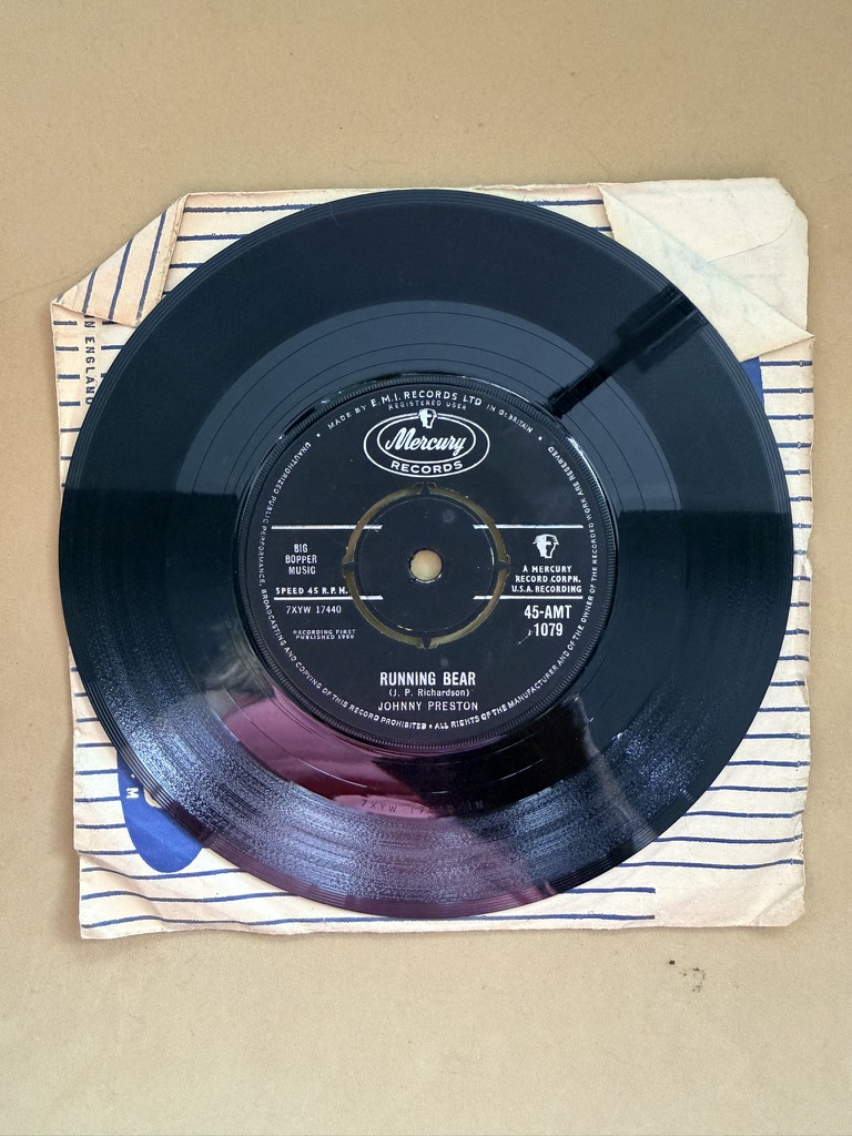 Johnny Preston Mercury Records 7" 45RPM Vinyl Single Running Bear