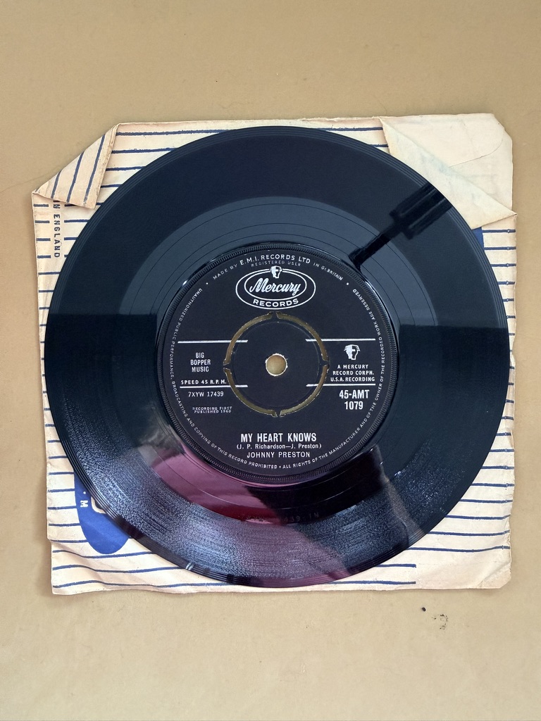 Johnny Preston Mercury Records 7" 45RPM Vinyl Single Running Bear image 2