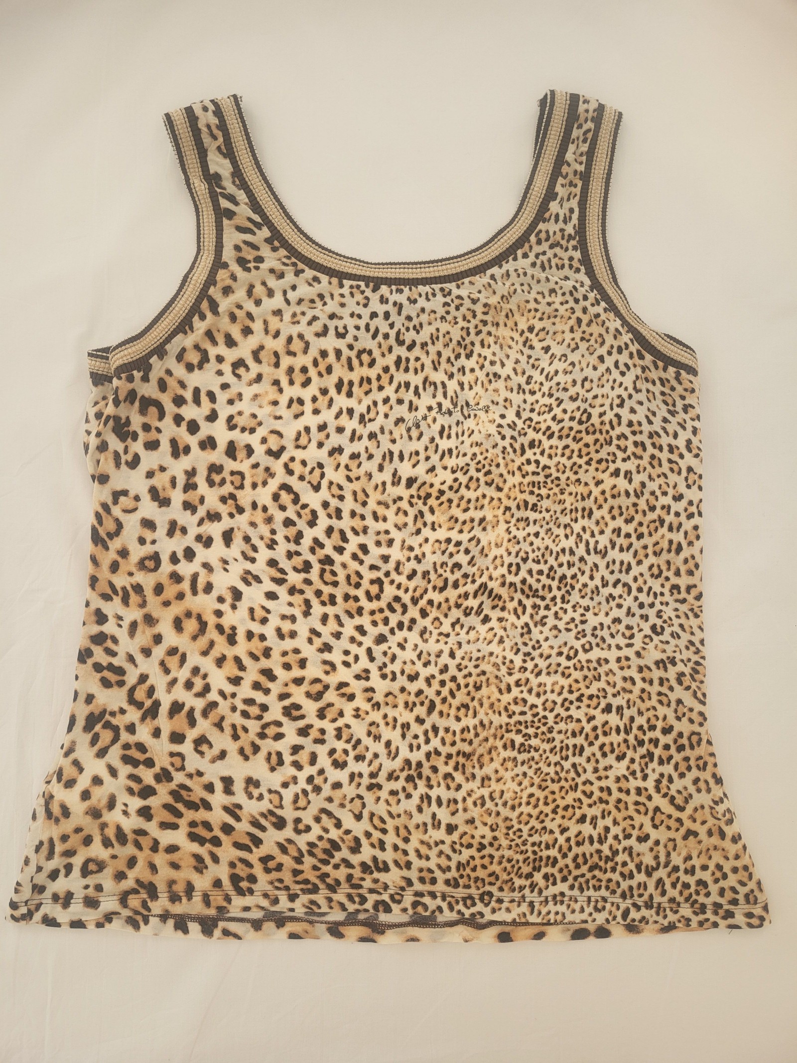 Roberto Cavalli Brown & Beige Leopard Print Tank Top IT 50/ US 16 image 4