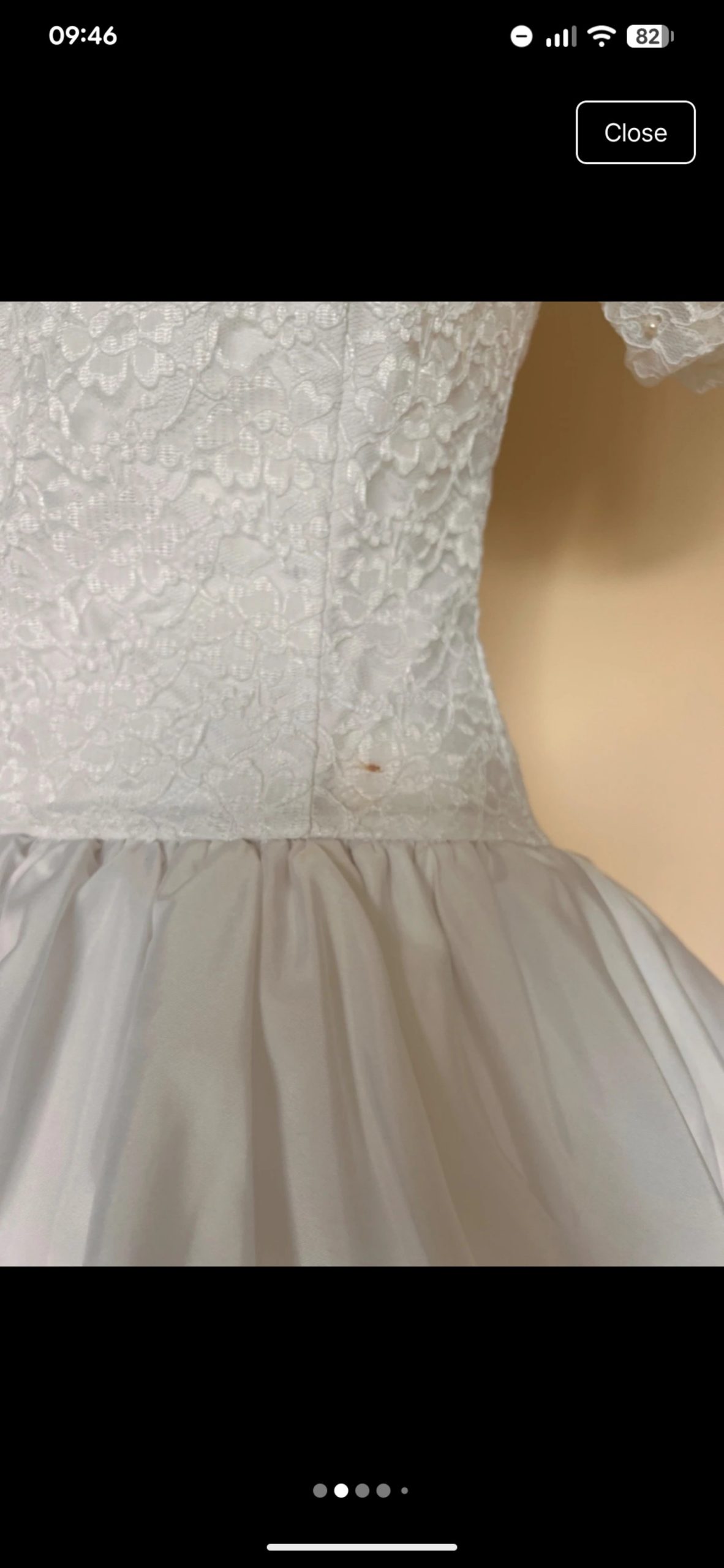 White Lace Puff Sleeve Bridal Dress Large with Peplum image 2