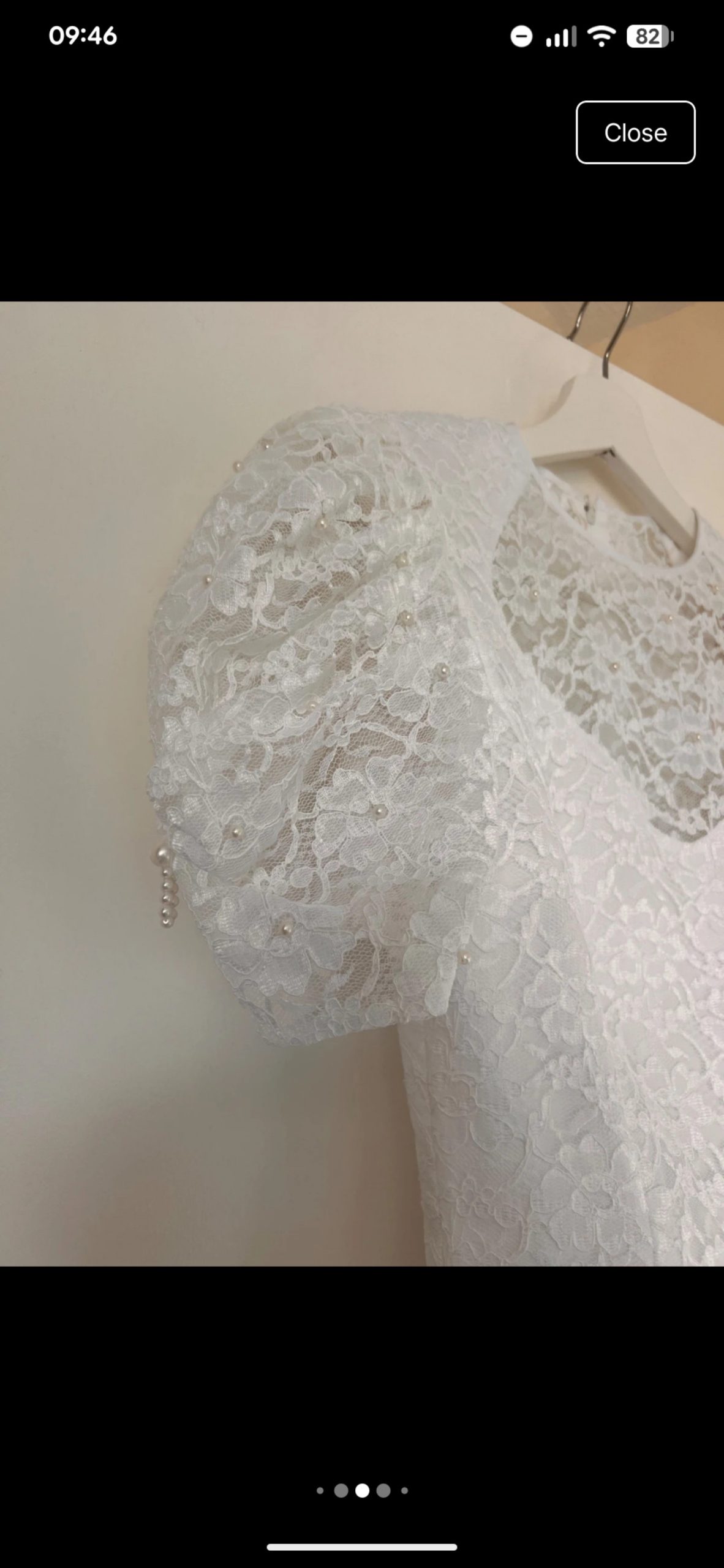 White Lace Puff Sleeve Bridal Dress Large with Peplum image 5