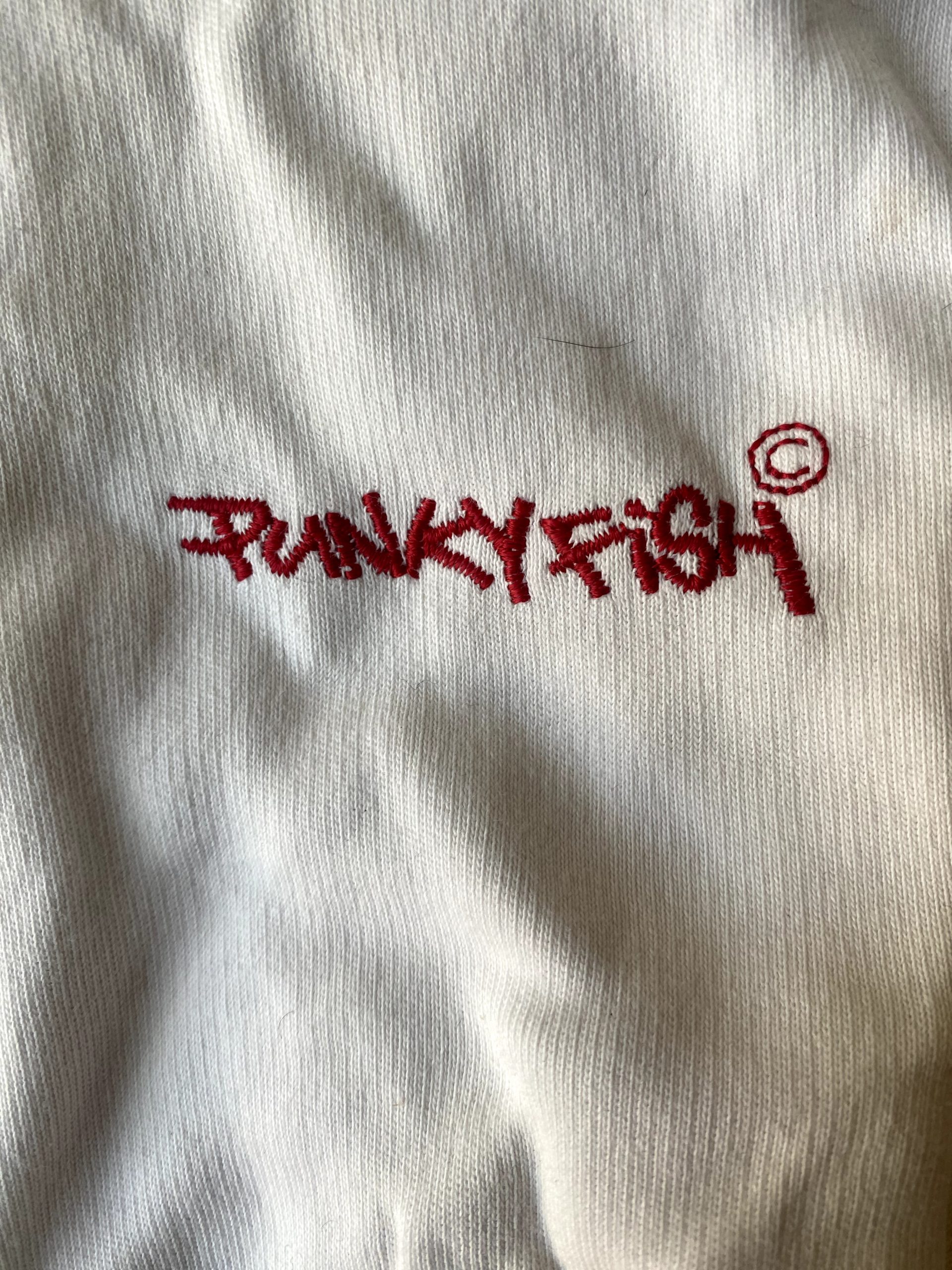 Punkyfish White Cotton Full Zip Jacket Small with Embroidered Patches image 6