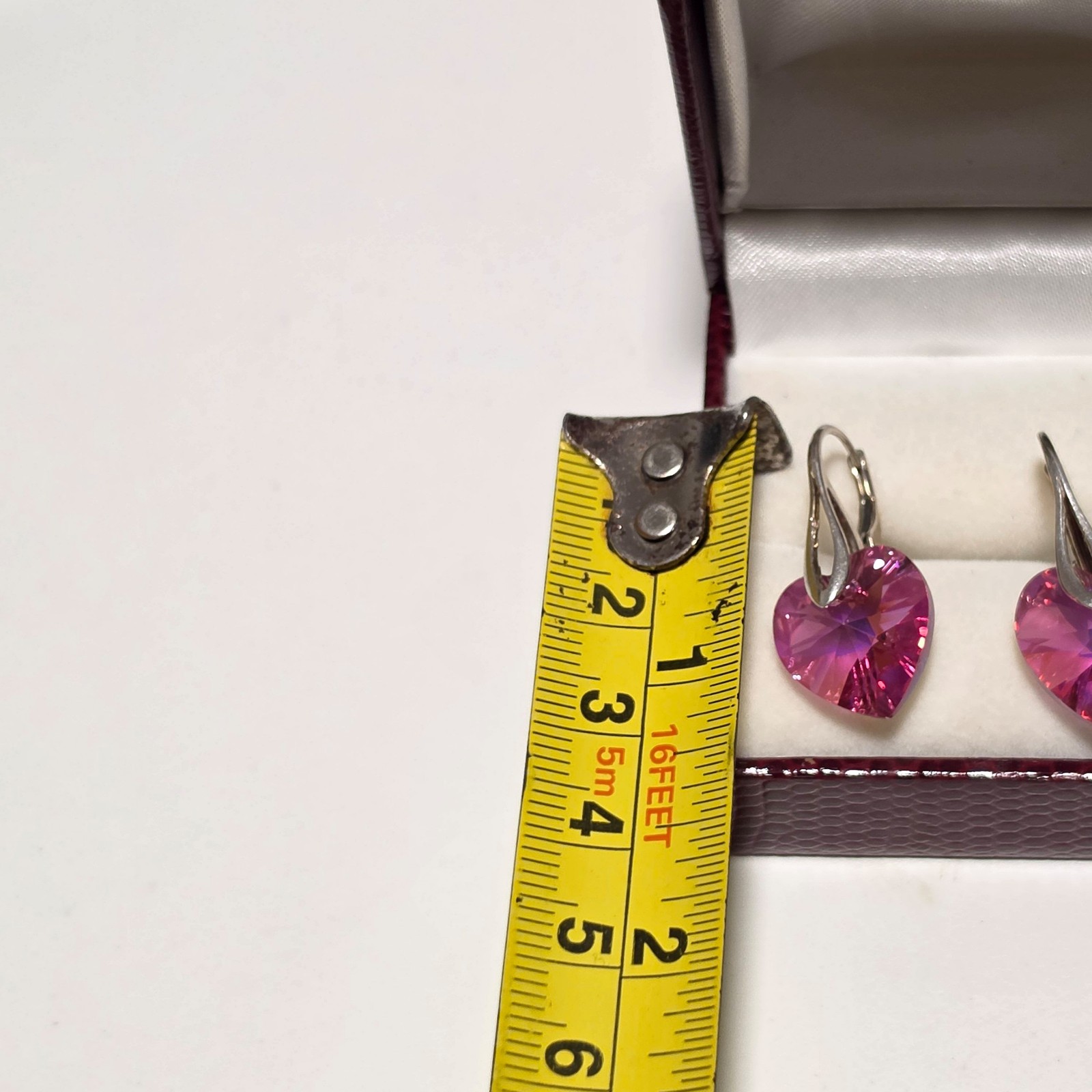 925 Pink Heart Crystal Silver Hook Earrings.b4 image 4