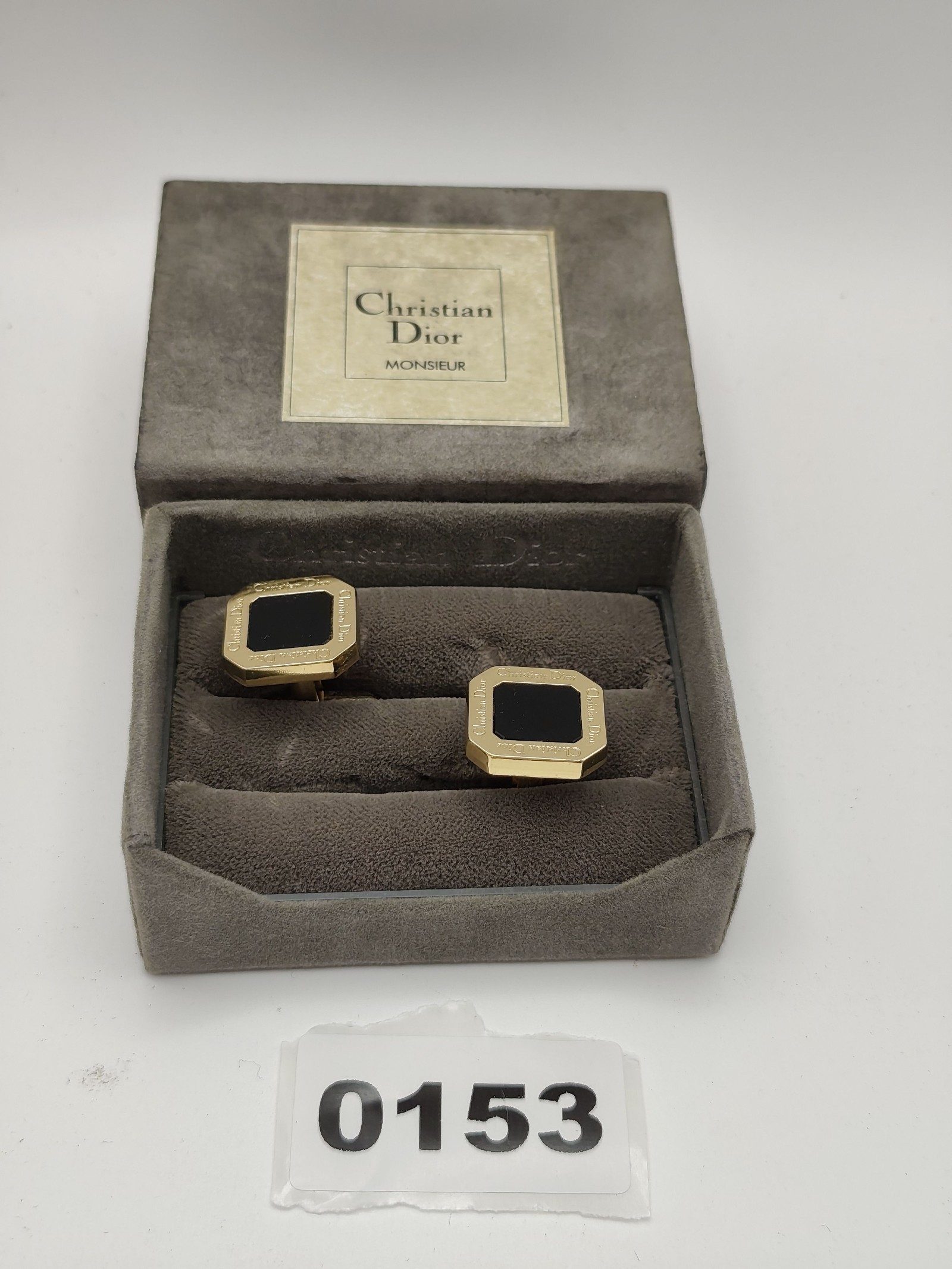 Christian Dior Men's Gold & Black Octagonal Cufflinks